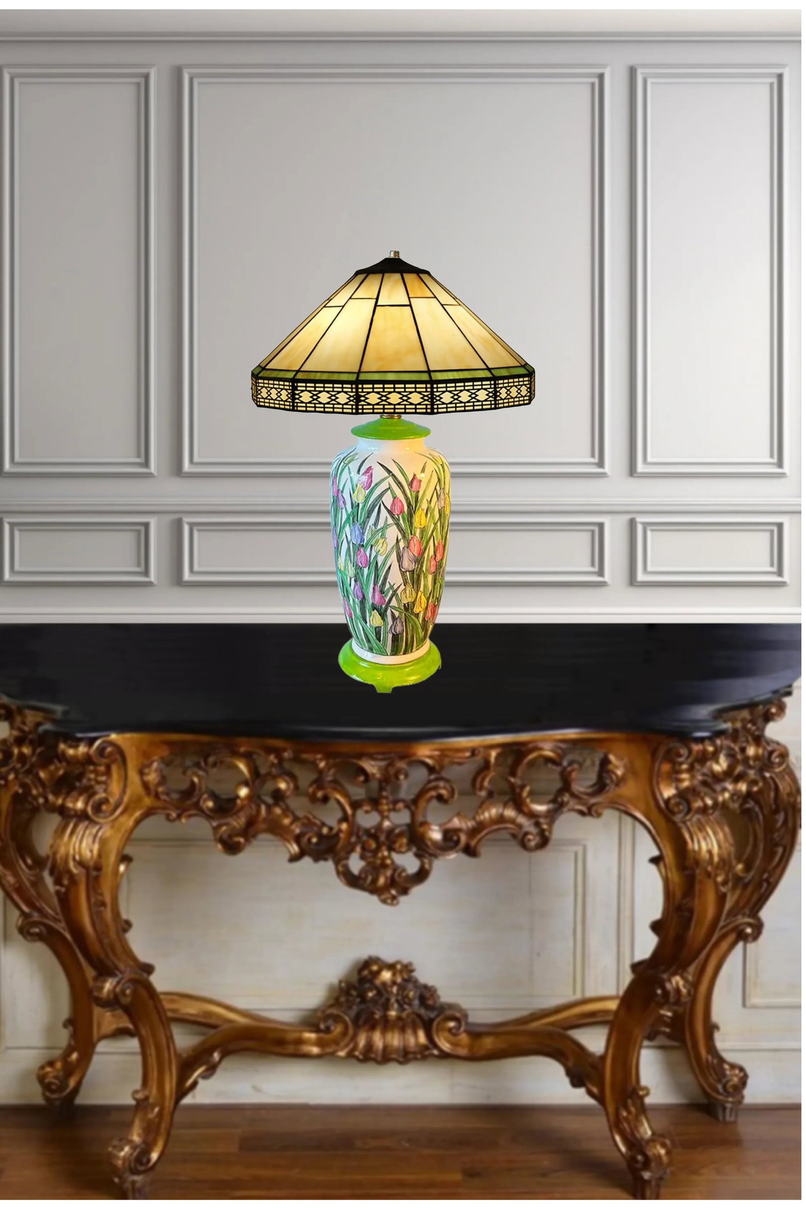 Porcelain Tulip Design Table Lamp - 2