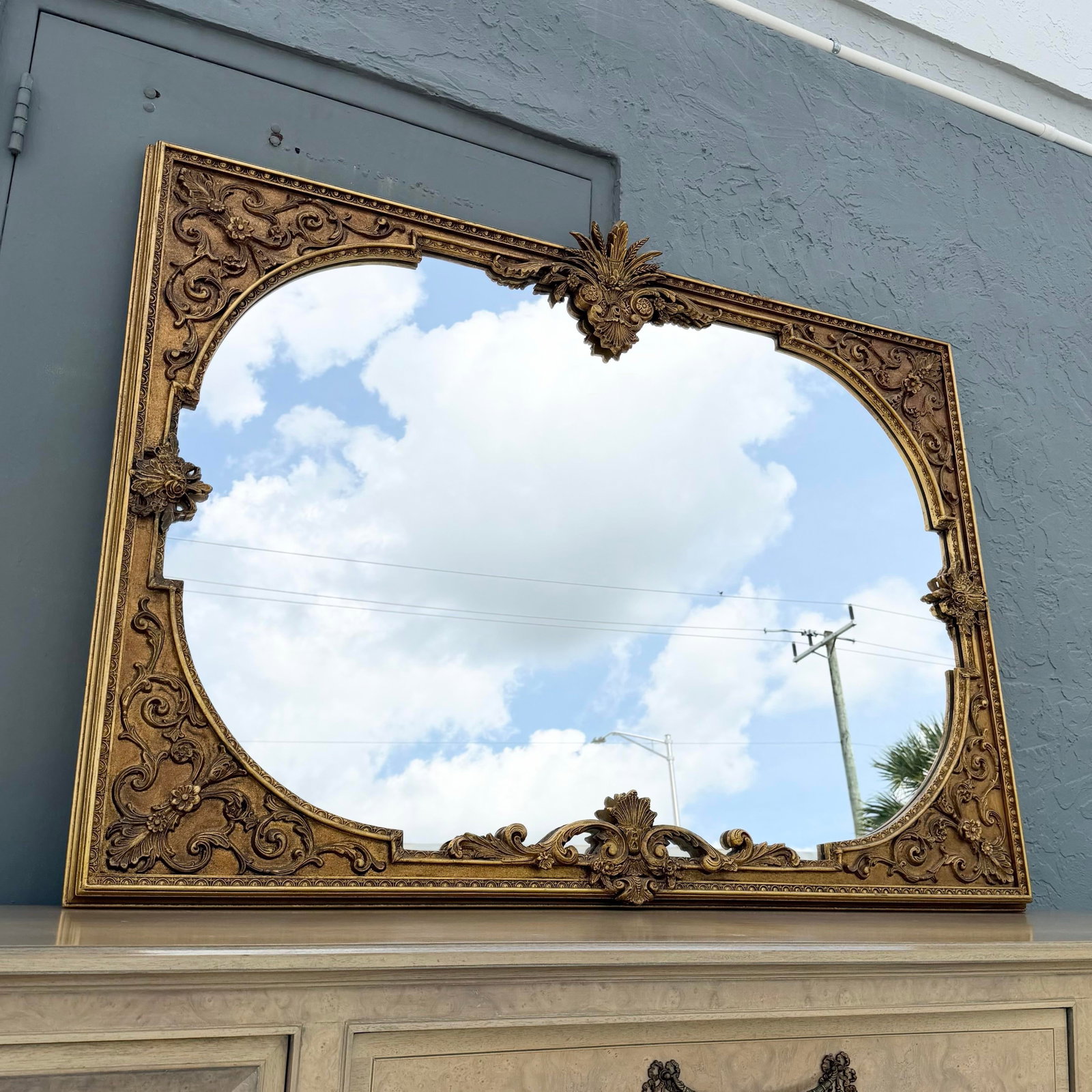 Vintage Rococo Style Gold Wooden Mirror - 2