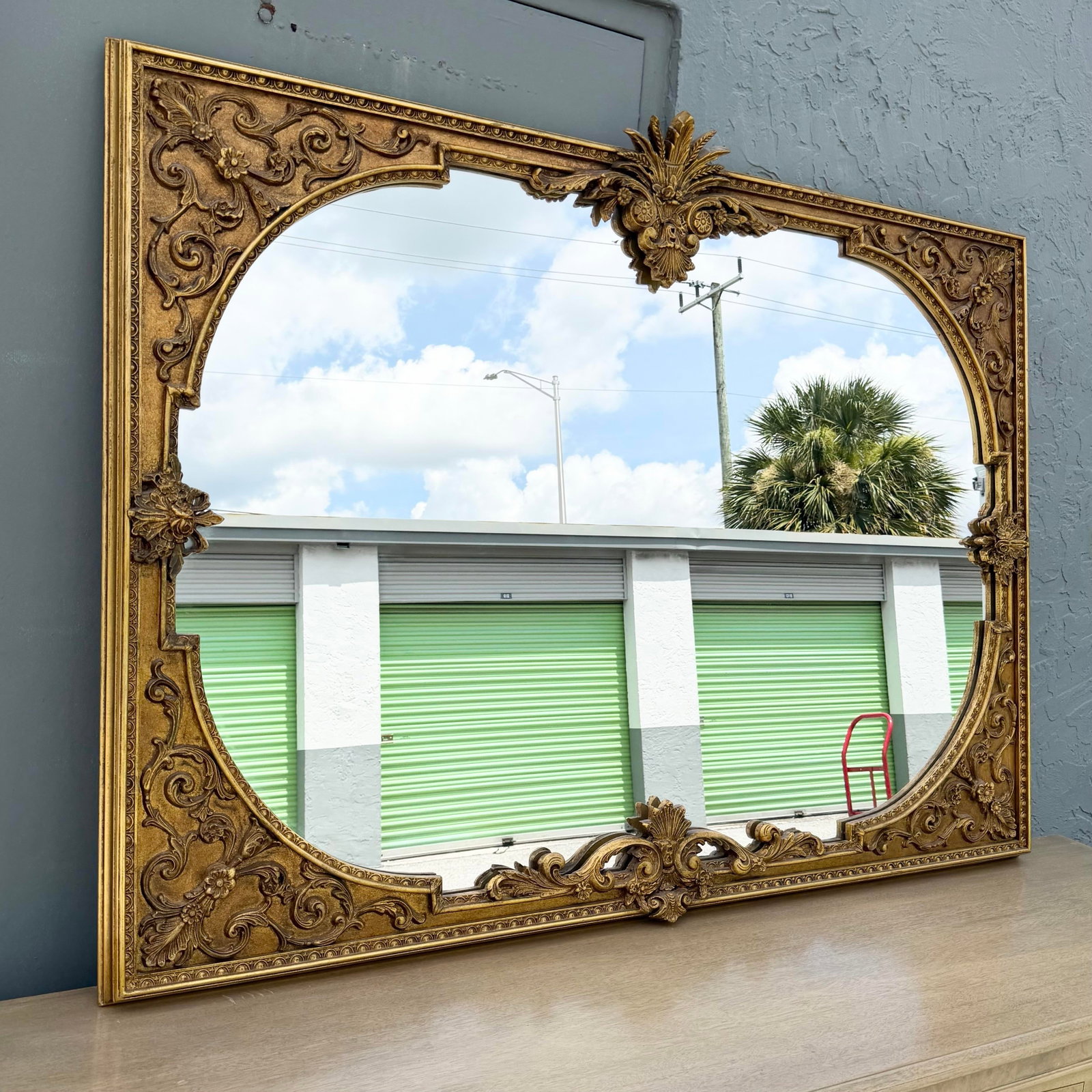Vintage Rococo Style Gold Wooden Mirror - 3