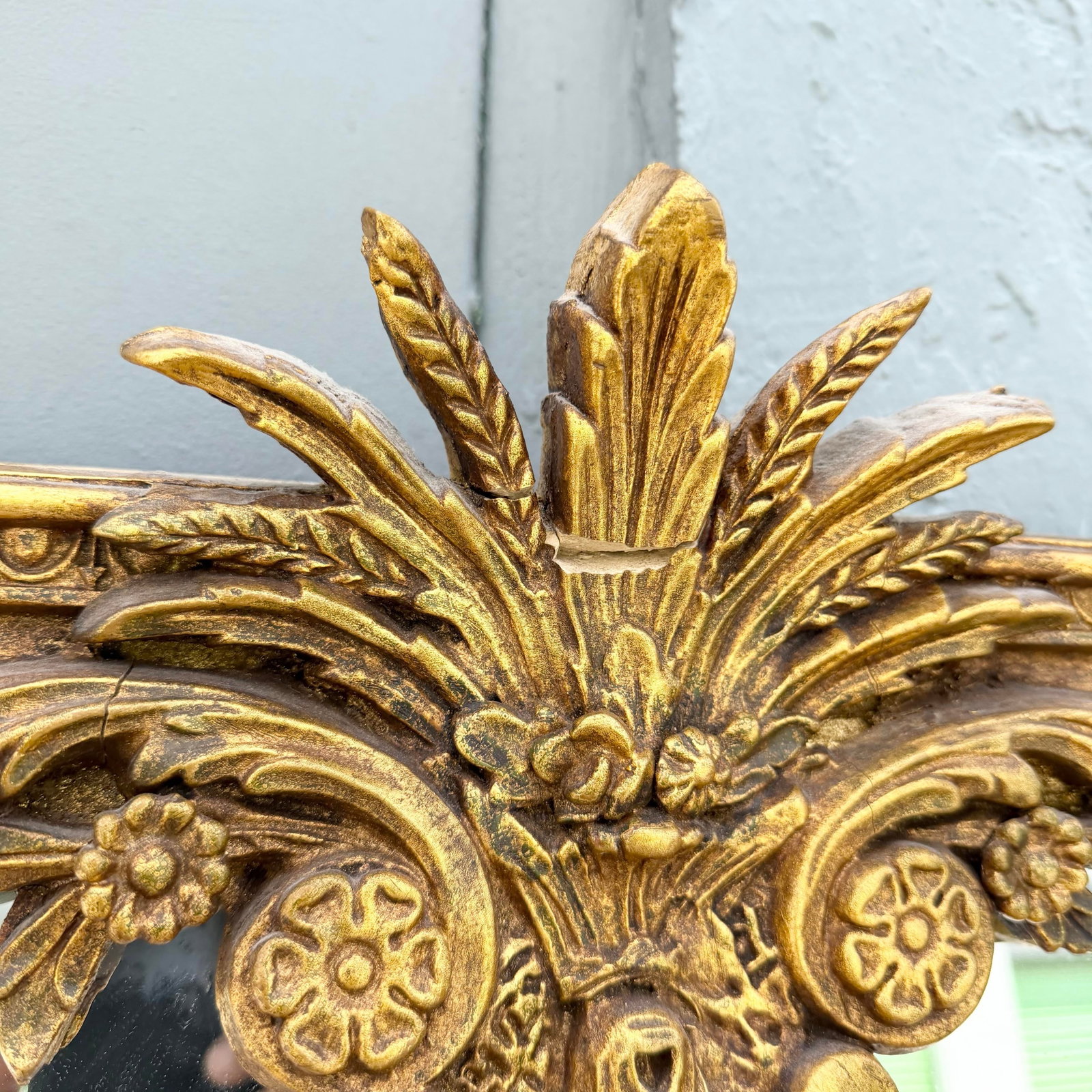 Vintage Rococo Style Gold Wooden Mirror - 4