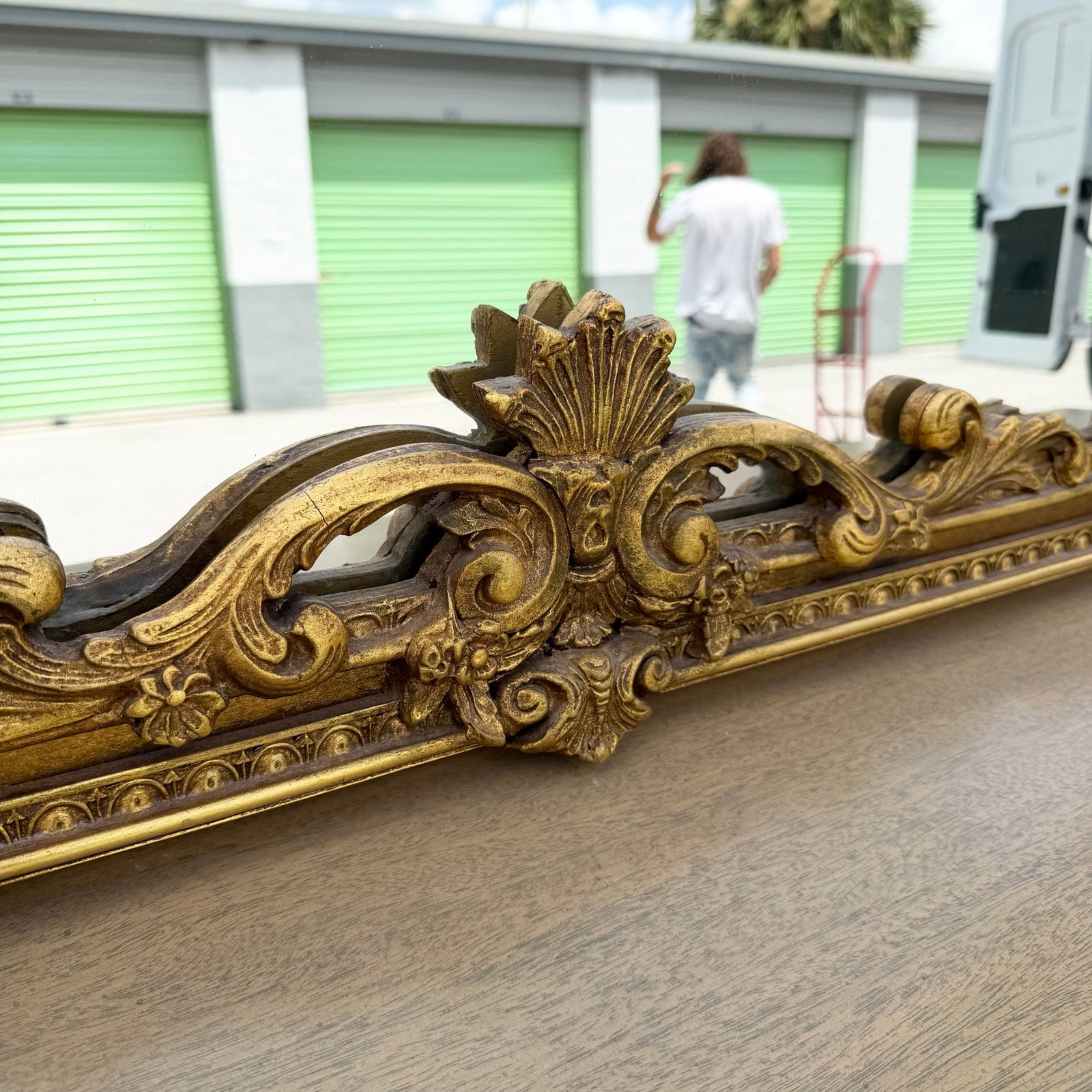 Vintage Rococo Style Gold Wooden Mirror - 5