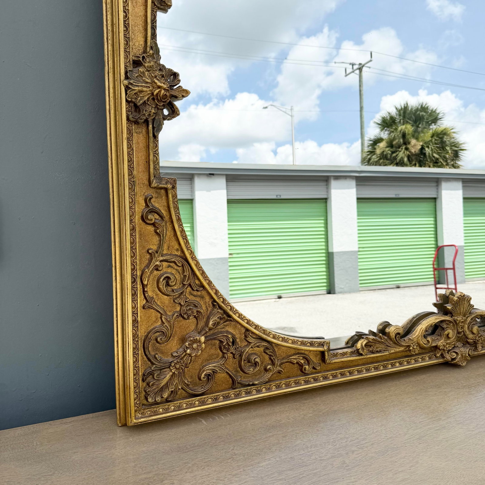 Vintage Rococo Style Gold Wooden Mirror - 6