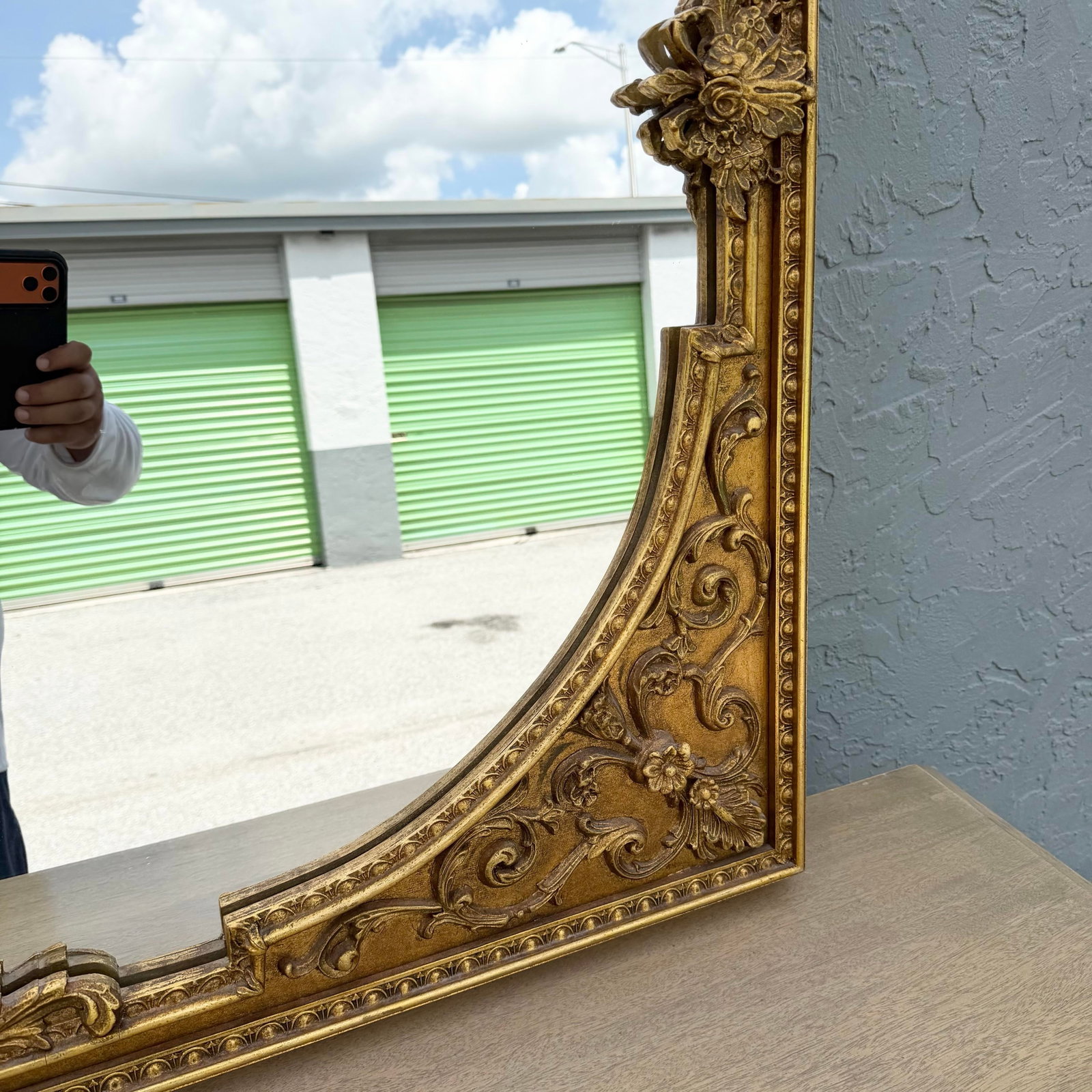 Vintage Rococo Style Gold Wooden Mirror - 9