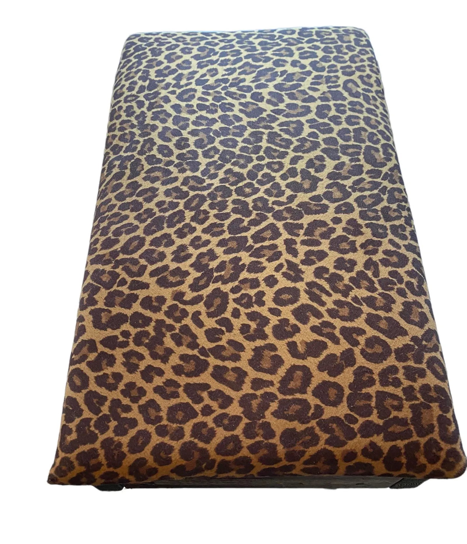 Vintage Black Painted Wood Post Stool With Leopard Print Covered Cushion - 6