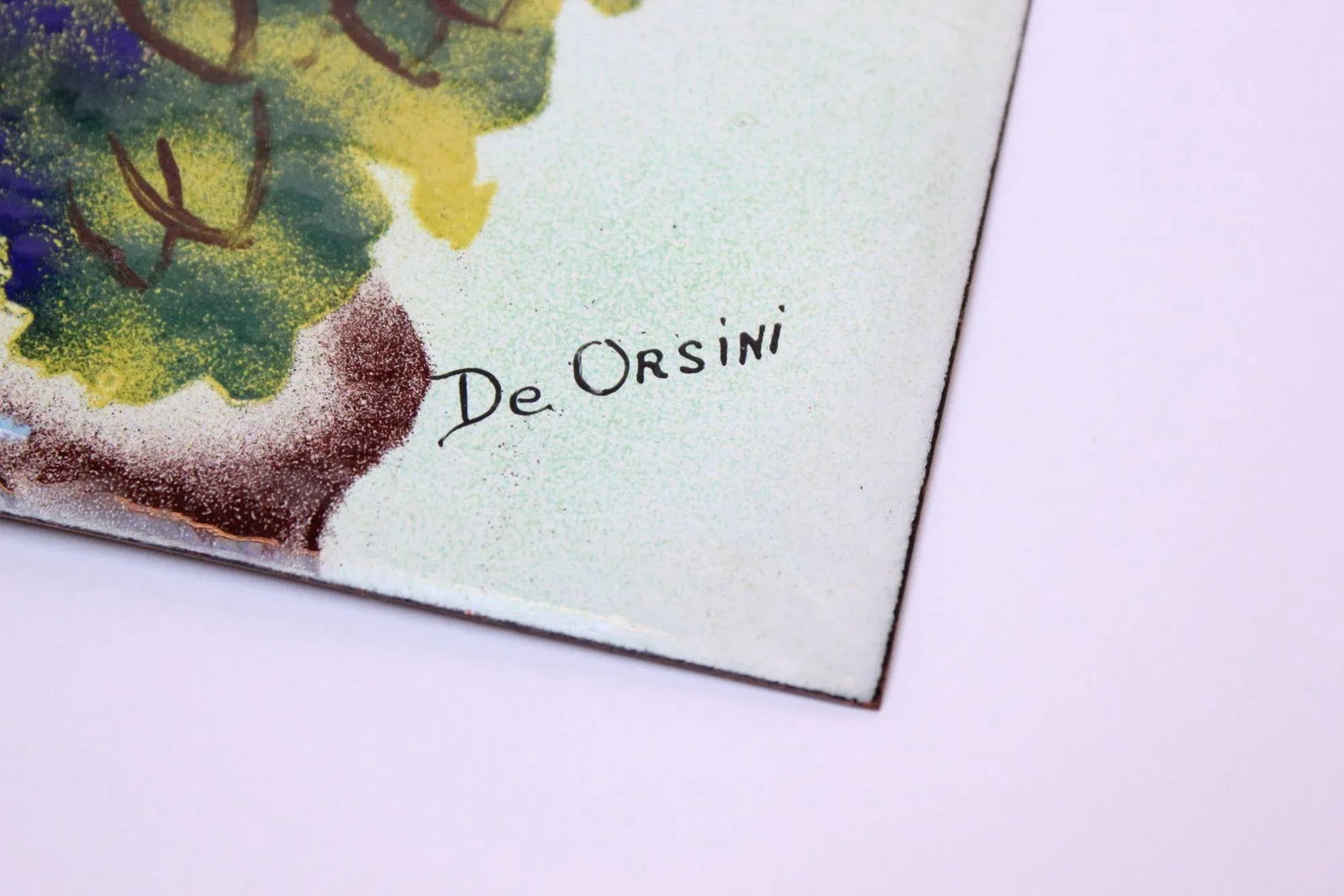 Mid-Century Modern Enamel on Copper Naturescape by De Orsini - 11