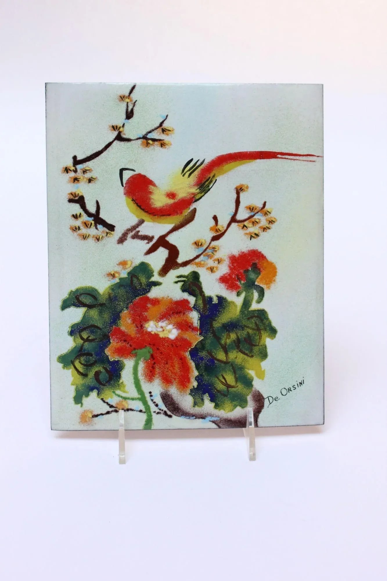 Mid-Century Modern Enamel on Copper Naturescape by De Orsini - 12