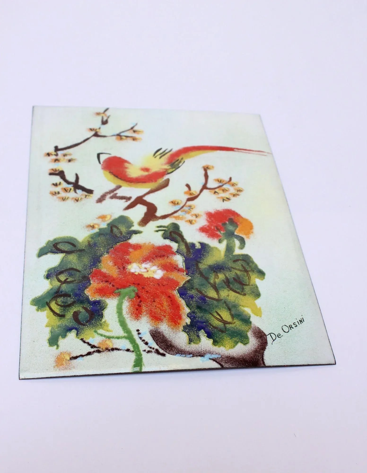 Mid-Century Modern Enamel on Copper Naturescape by De Orsini - 2