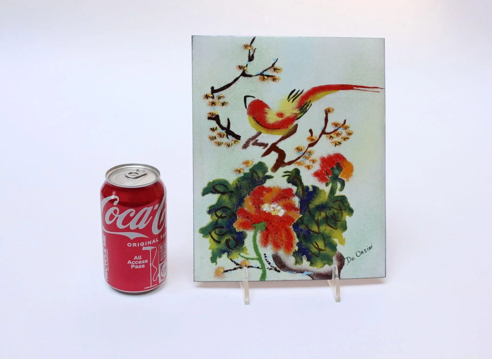 Mid-Century Modern Enamel on Copper Naturescape by De Orsini - 3