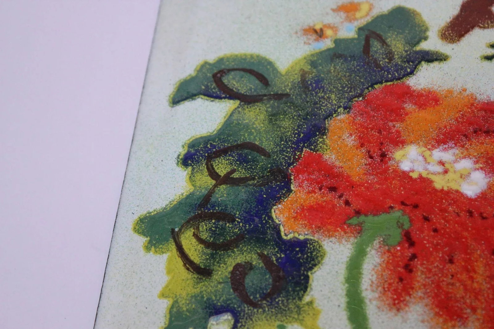 Mid-Century Modern Enamel on Copper Naturescape by De Orsini - 8