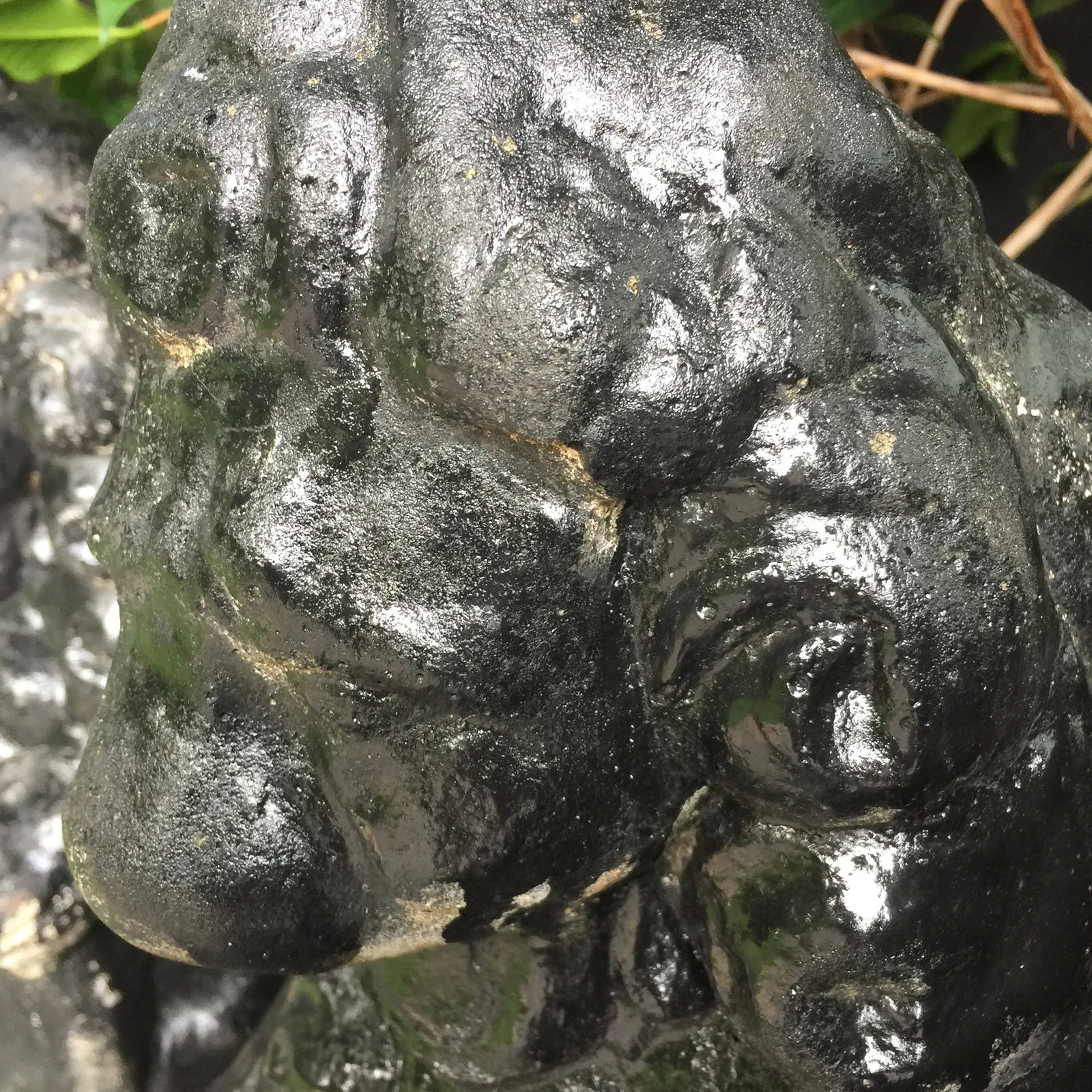 Vintage Black Stone Lion Foo Dogs - A Pair - 3