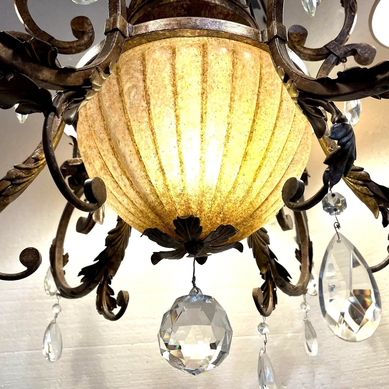 French Inspired Hand-Wrought Iron Six + One Light Chandelier by Fine Art Lamps - 10