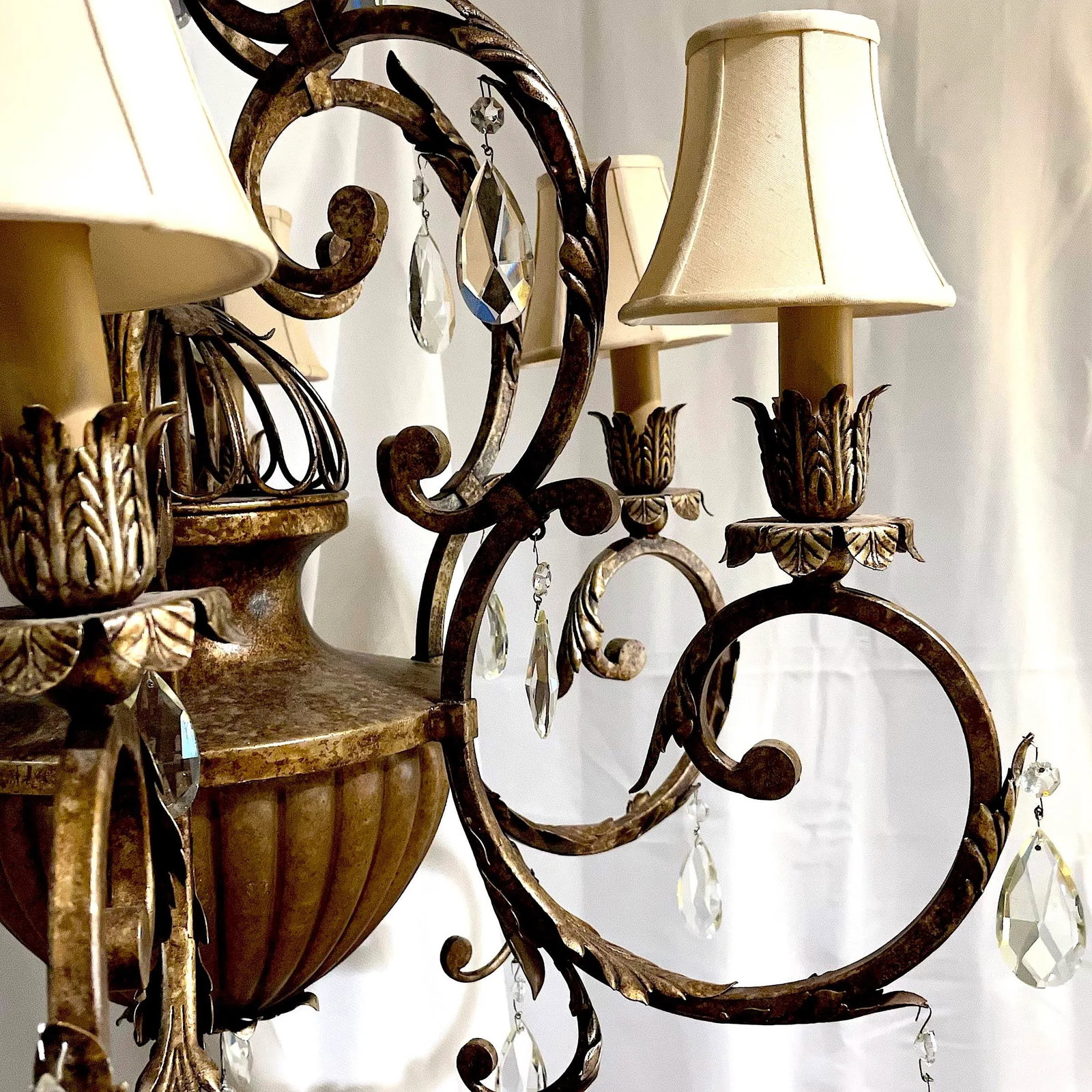 French Inspired Hand-Wrought Iron Six + One Light Chandelier by Fine Art Lamps - 2