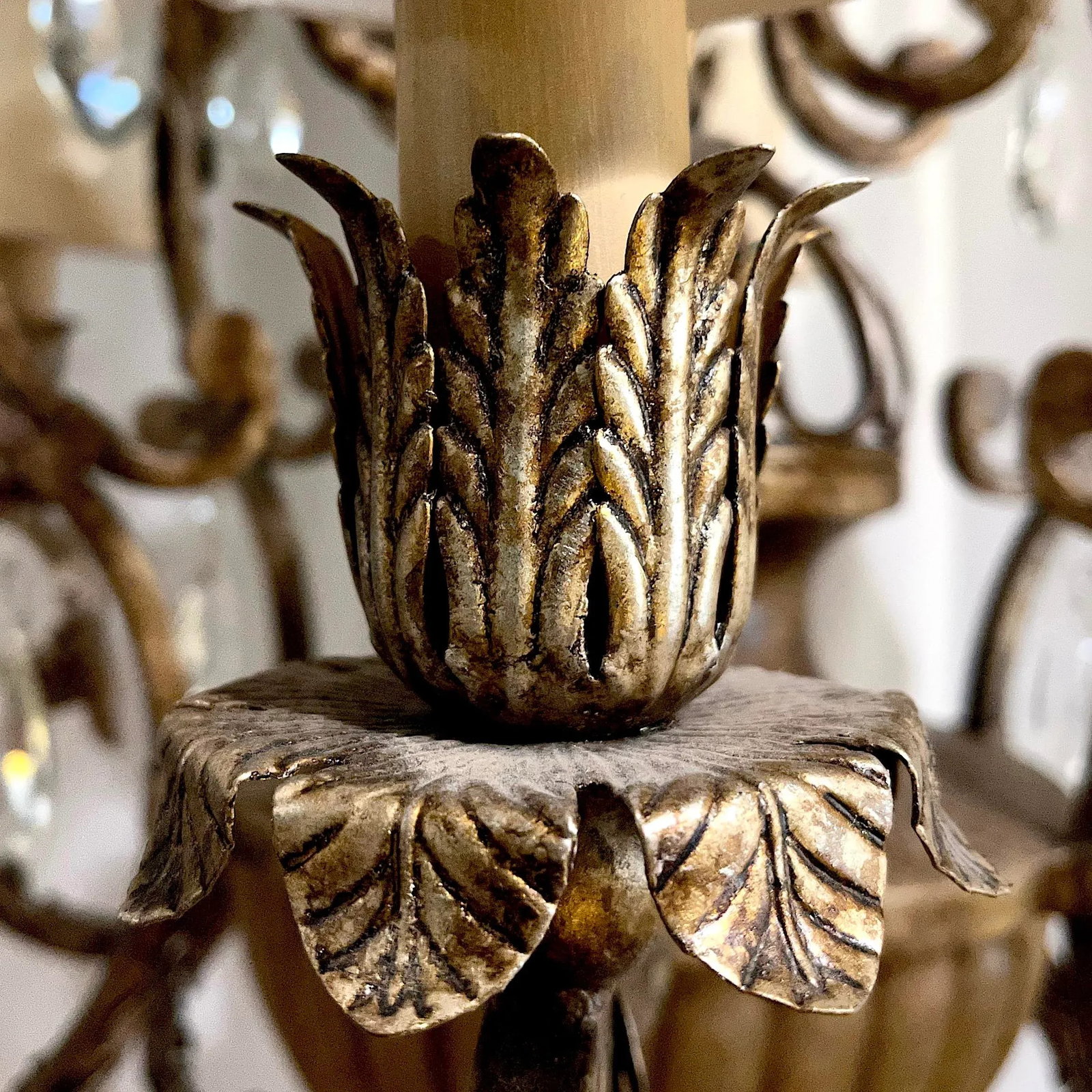 French Inspired Hand-Wrought Iron Six + One Light Chandelier by Fine Art Lamps - 3