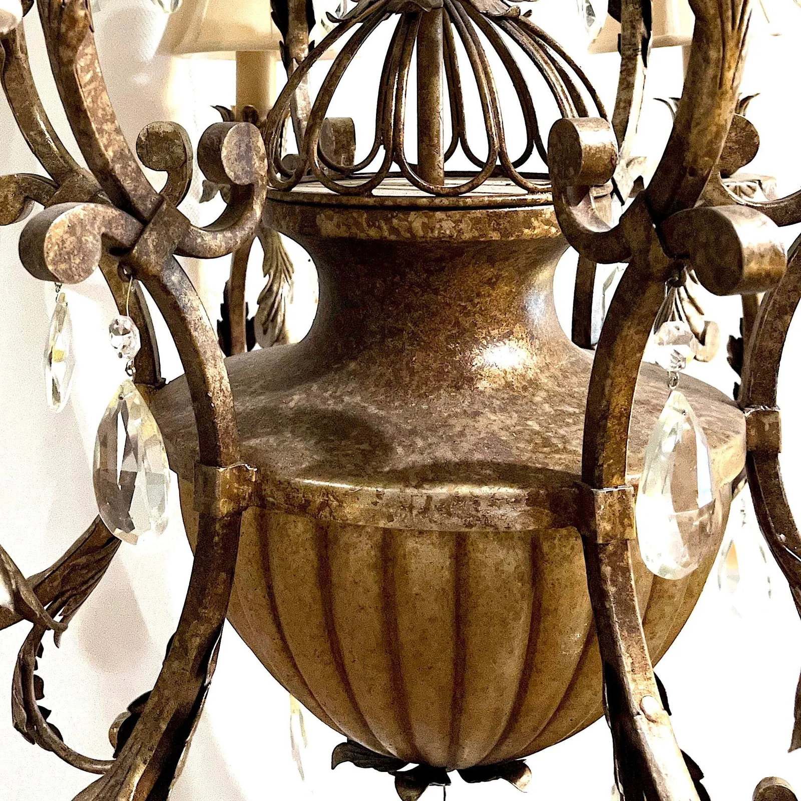 French Inspired Hand-Wrought Iron Six + One Light Chandelier by Fine Art Lamps - 7