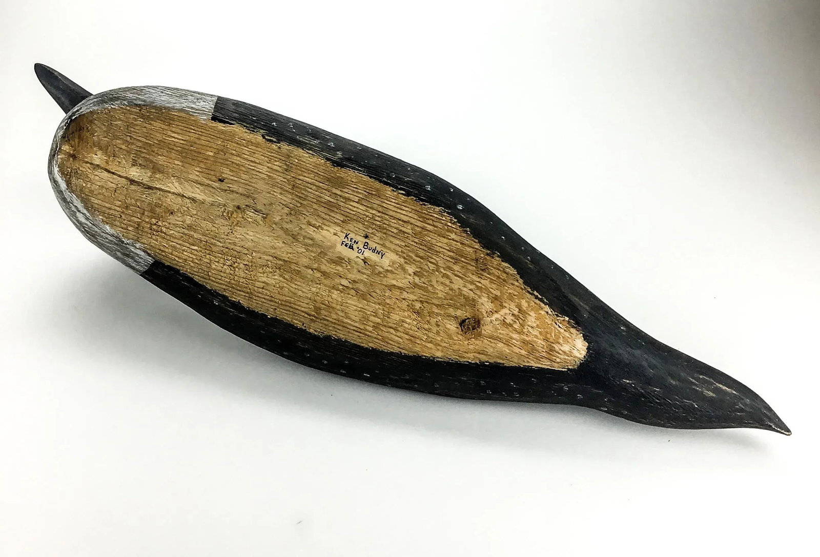 Folk Art Hand Carved Wood Decoy Loon Statue - 11