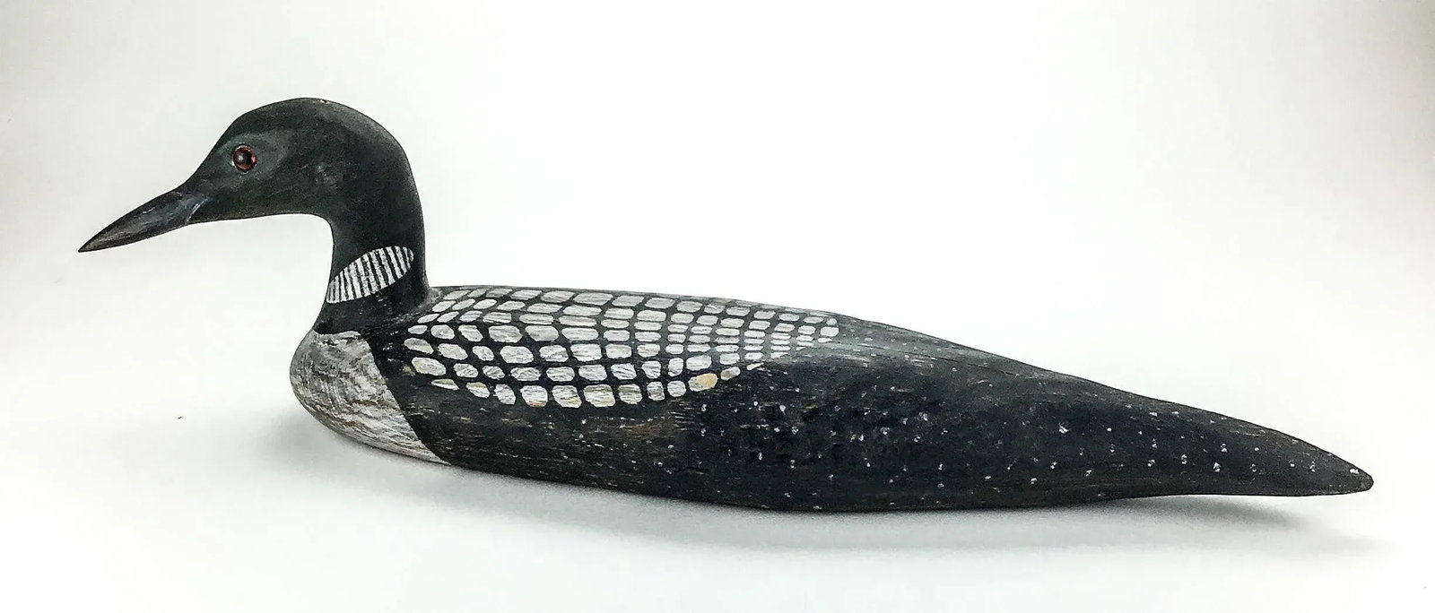 Folk Art Hand Carved Wood Decoy Loon Statue - 13