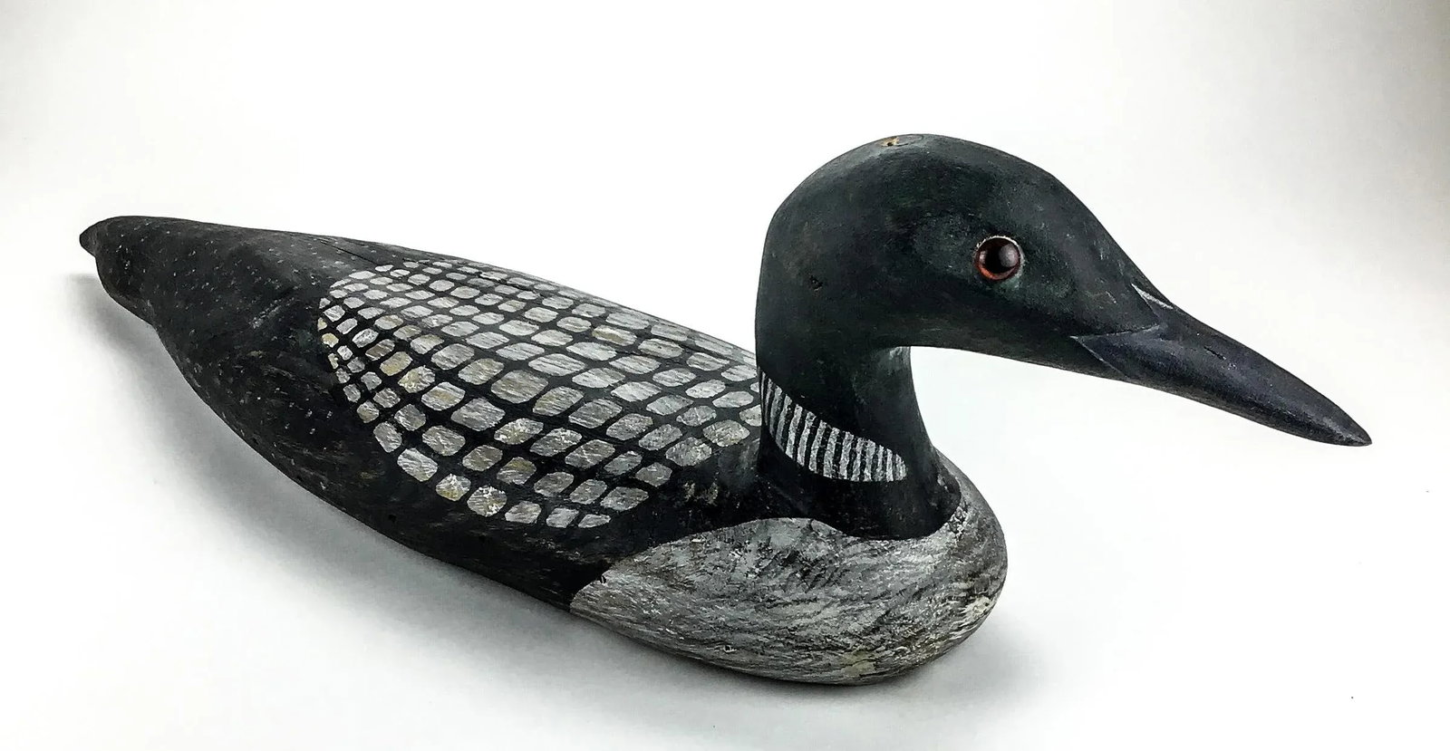 Folk Art Hand Carved Wood Decoy Loon Statue - 3