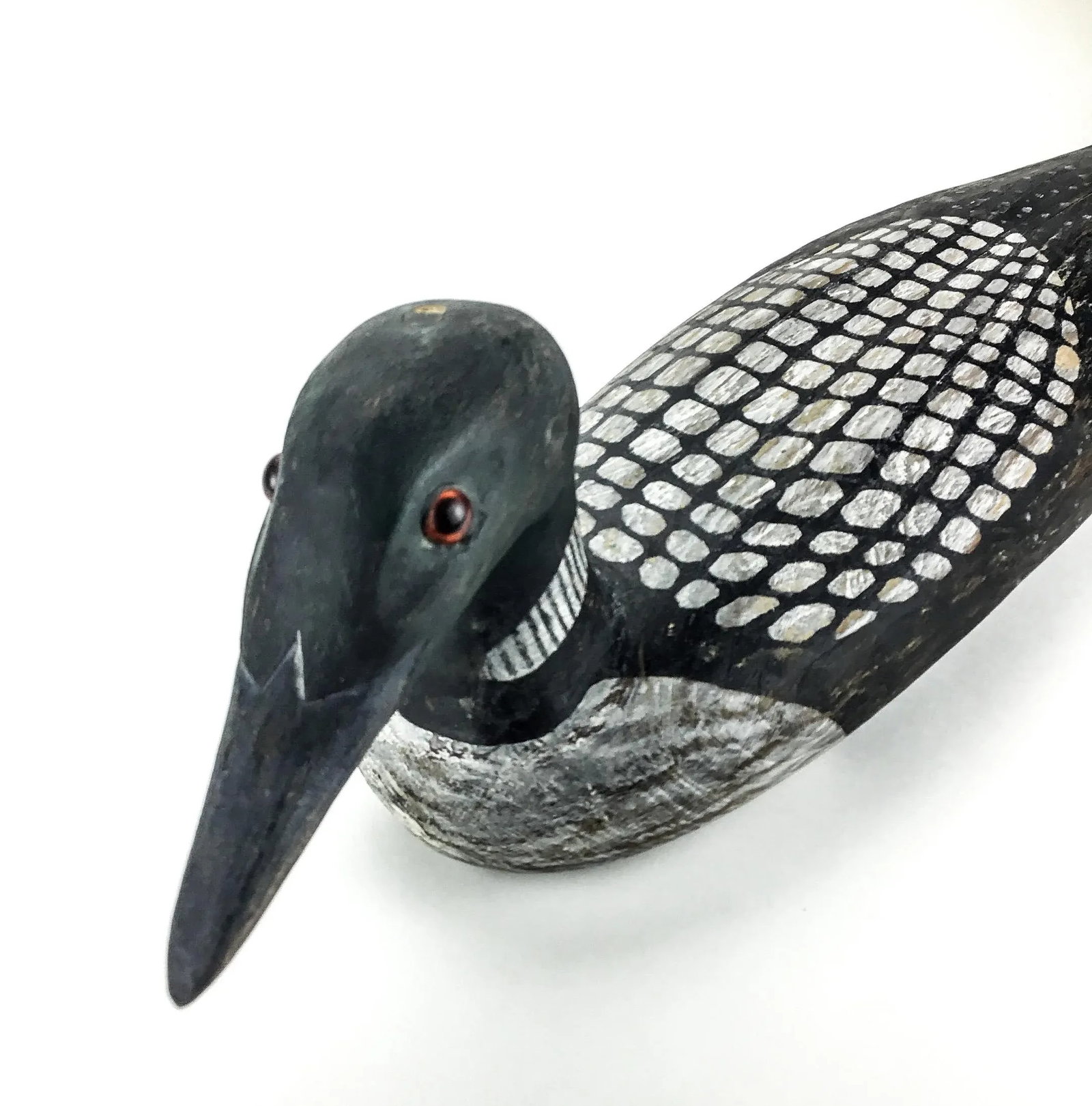 Folk Art Hand Carved Wood Decoy Loon Statue - 5