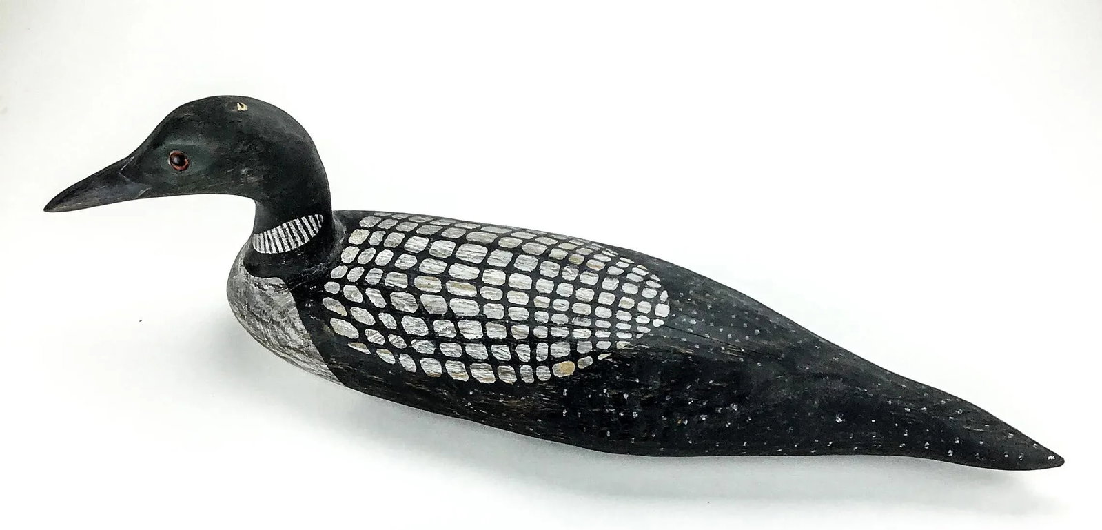 Folk Art Hand Carved Wood Decoy Loon Statue - 7