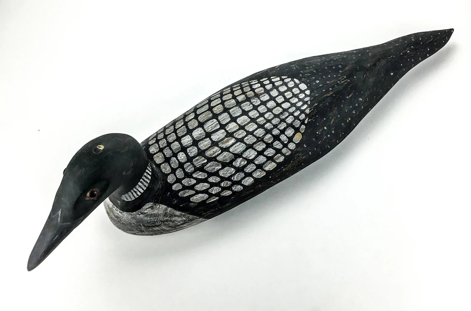 Folk Art Hand Carved Wood Decoy Loon Statue - 8