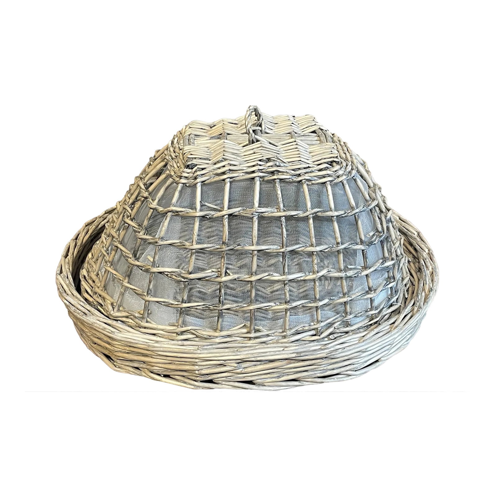 Woven Kitchen Tray With Cover: Keep the ants out of your food with this clever basket with cover. The interior is lined with very fine mesh screen. I have a similar pair in my storefront listings. Condition: Alterations: Original