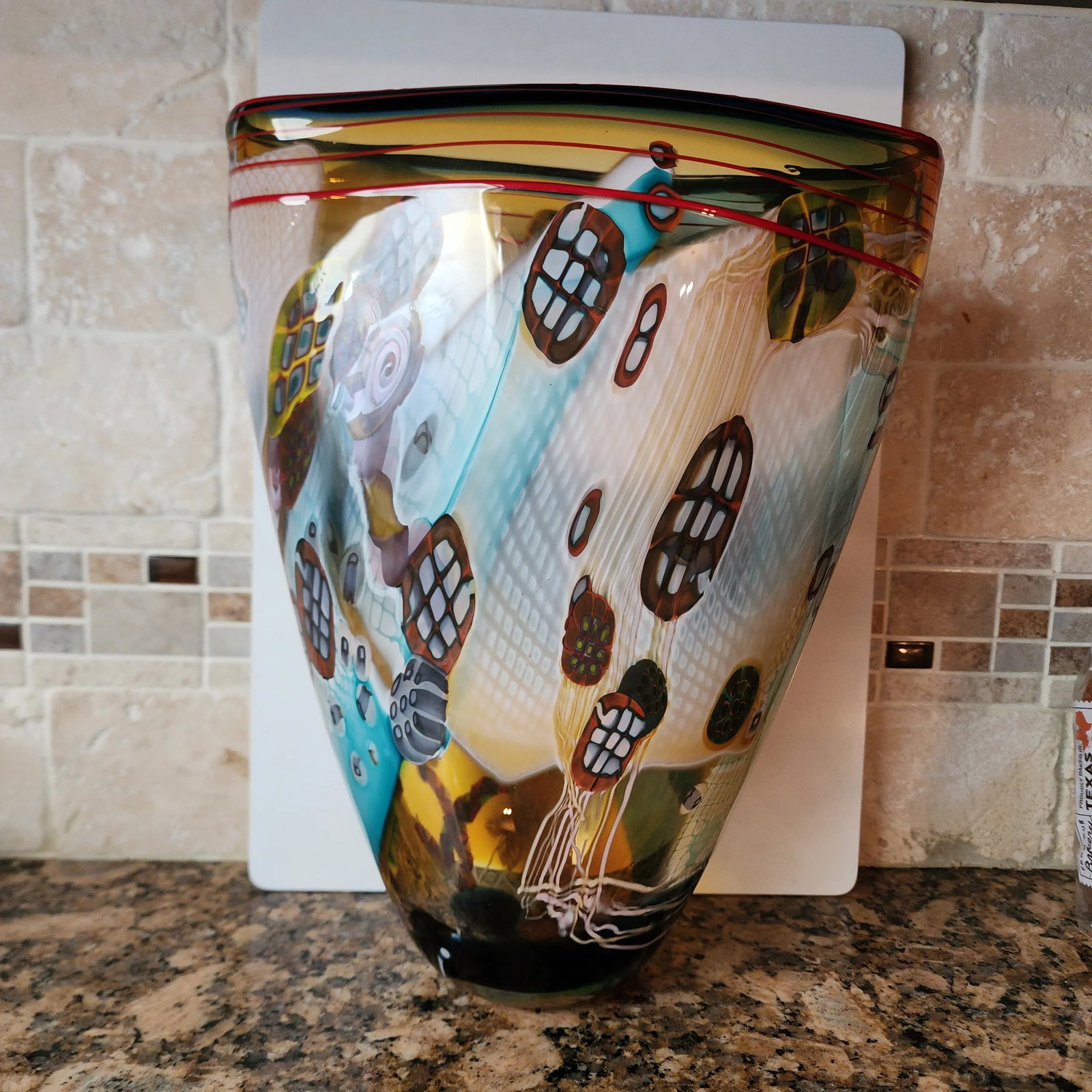 Late 20th Century Wes Hunting Signed Colorforms Art Glass Vase - 2