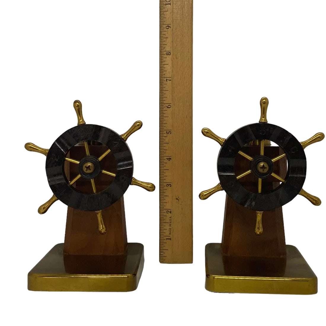 1930s Art Deco Ship's Wheel Bookends by Walter Von Nessen for Chase & Co. - a Pair - 10