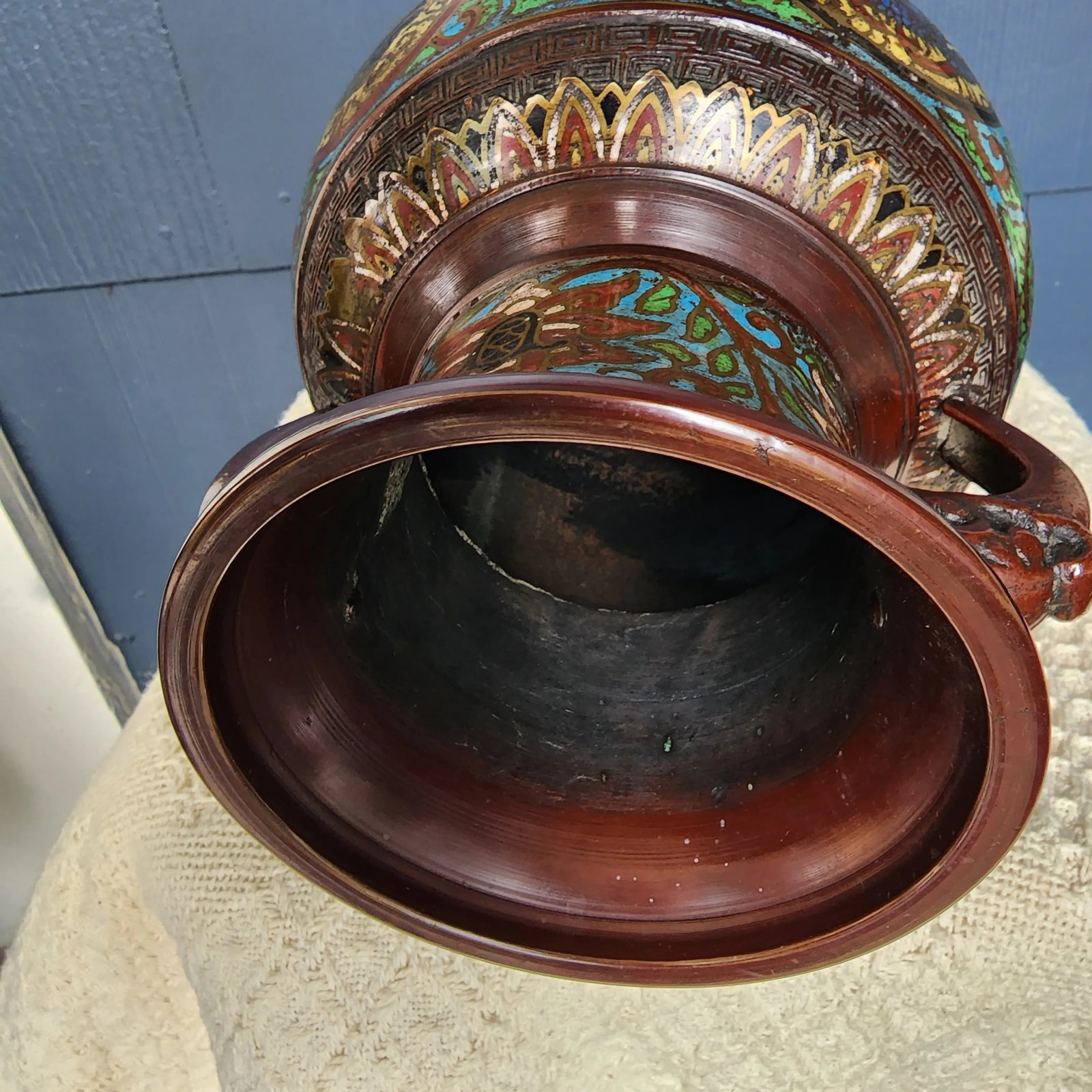 Early 20th Century Japanese Champleve Cloisonne Enamel Vase - 4