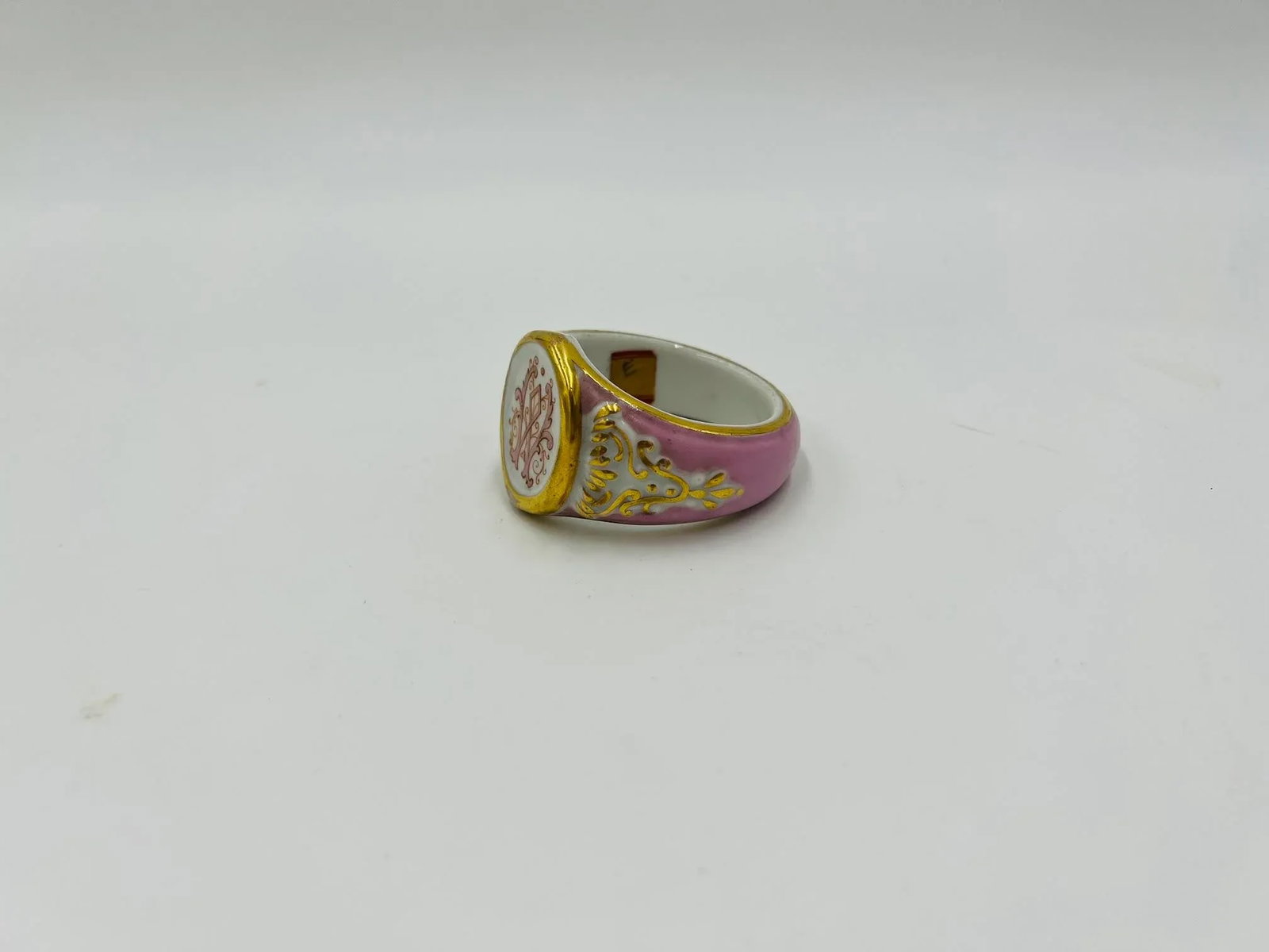 Unique Antique Old Paris Porcelain "w" Napkin Ring - 3
