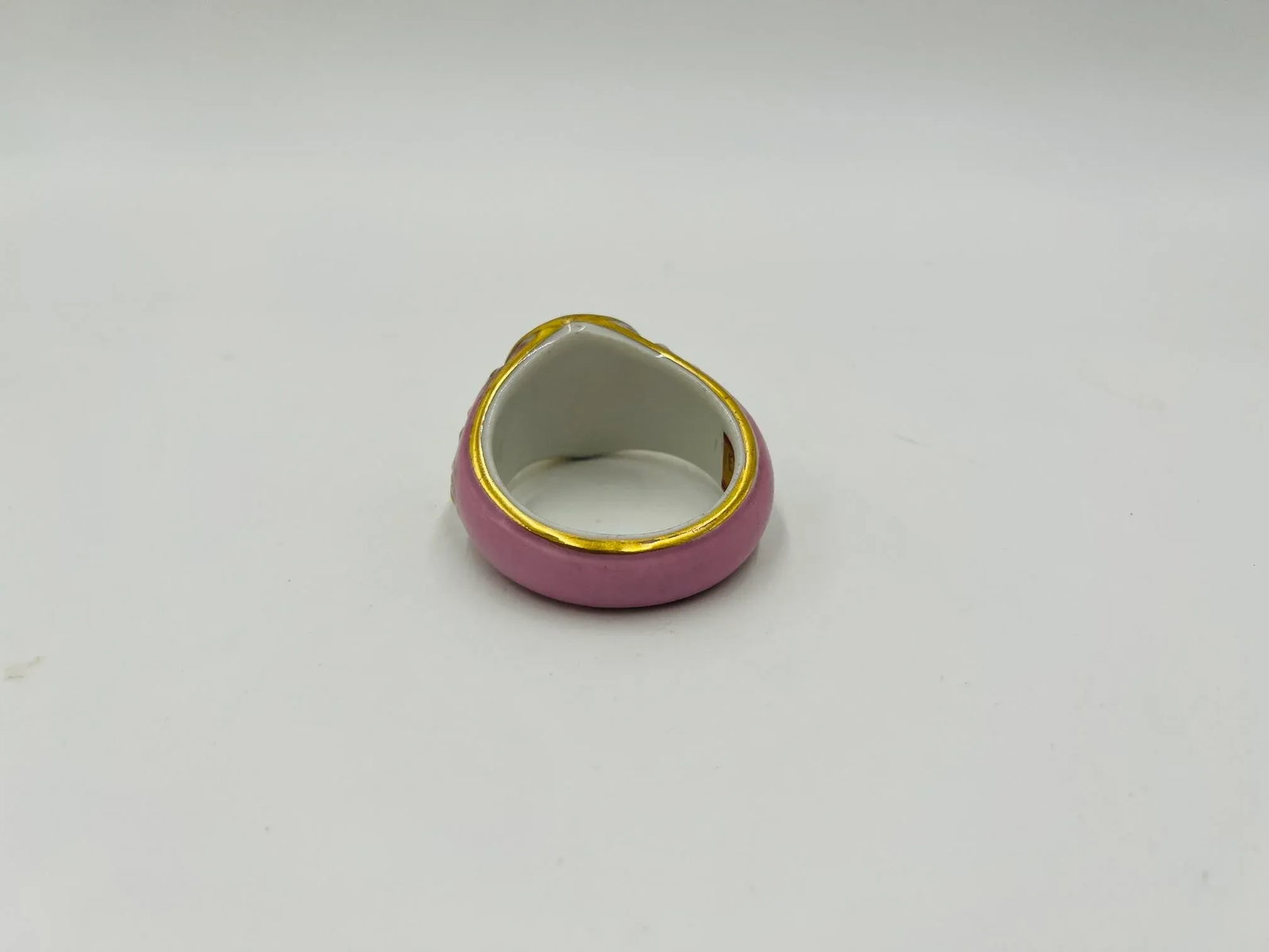 Unique Antique Old Paris Porcelain "w" Napkin Ring - 4