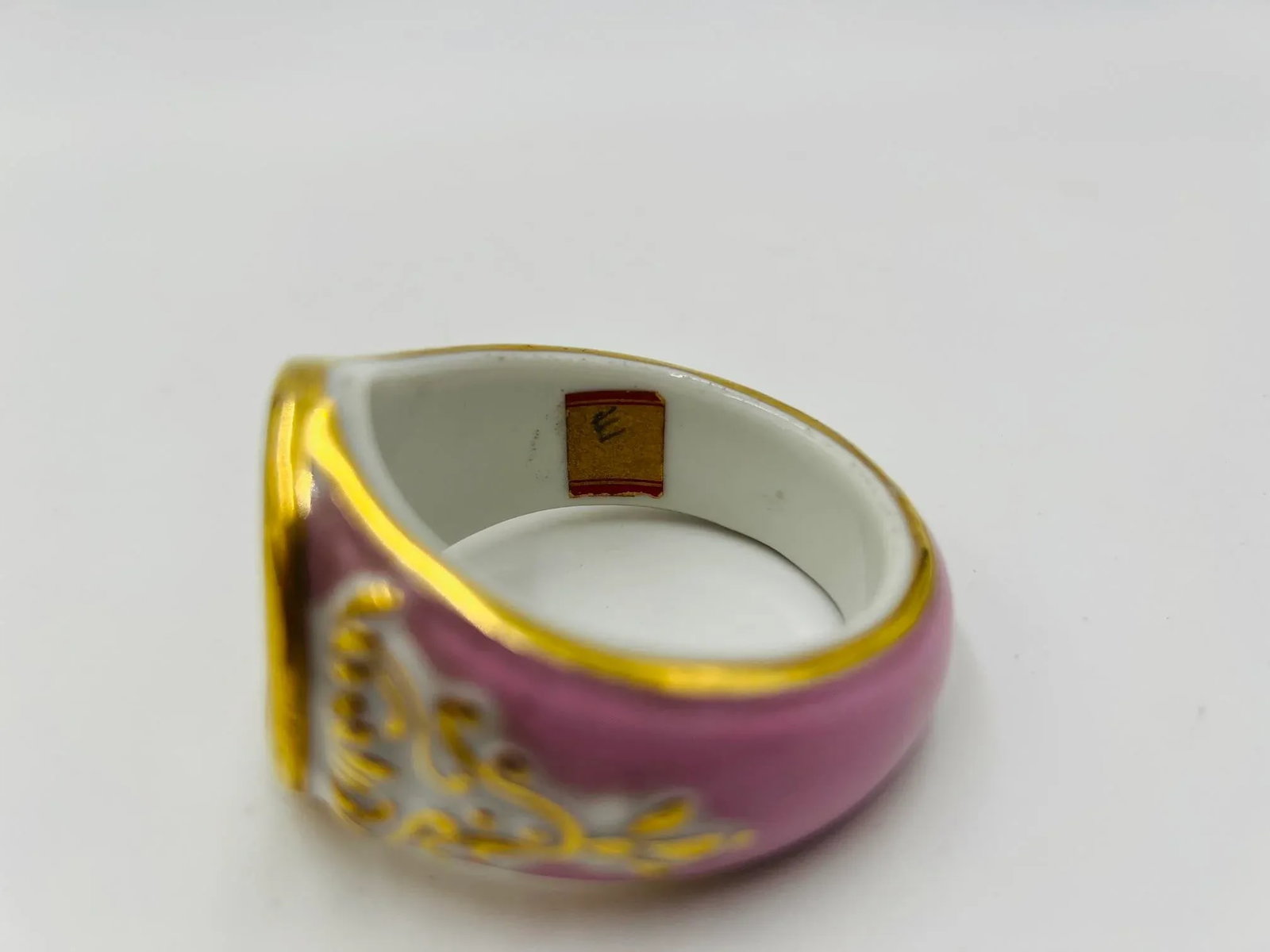 Unique Antique Old Paris Porcelain "w" Napkin Ring - 5