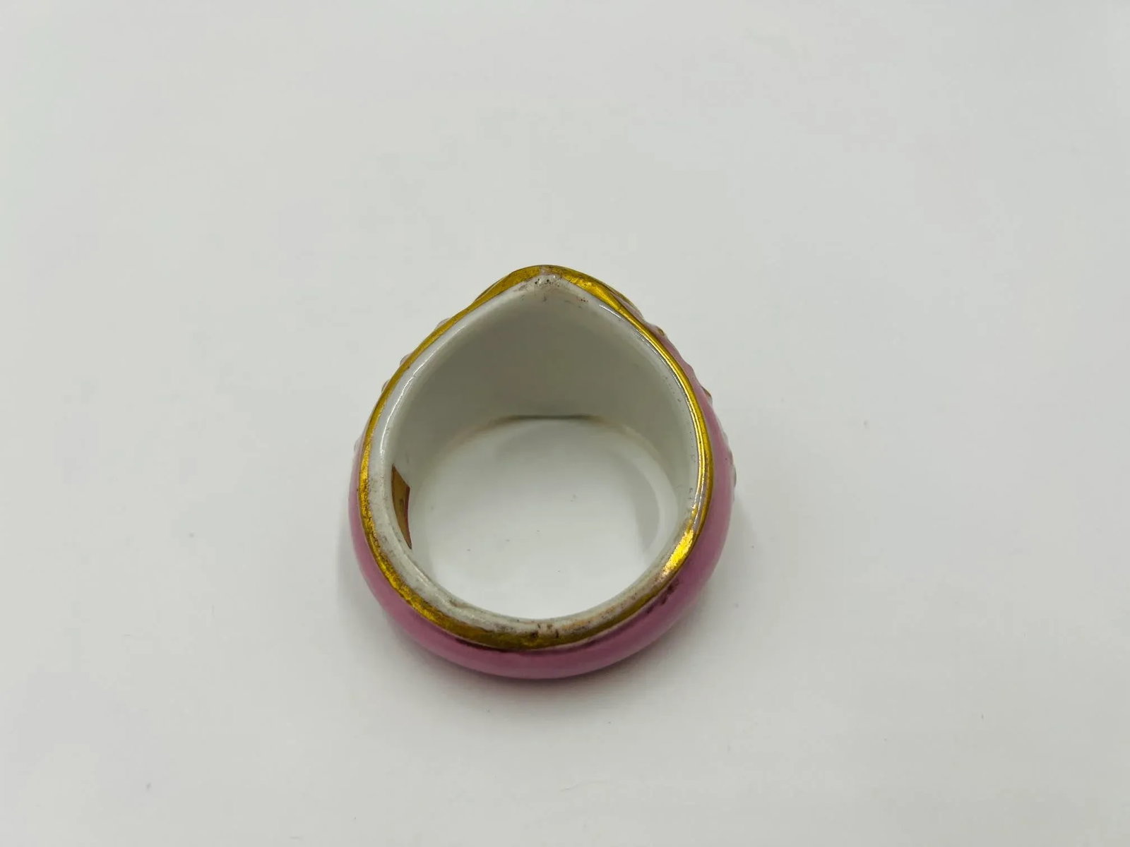 Unique Antique Old Paris Porcelain "w" Napkin Ring - 6