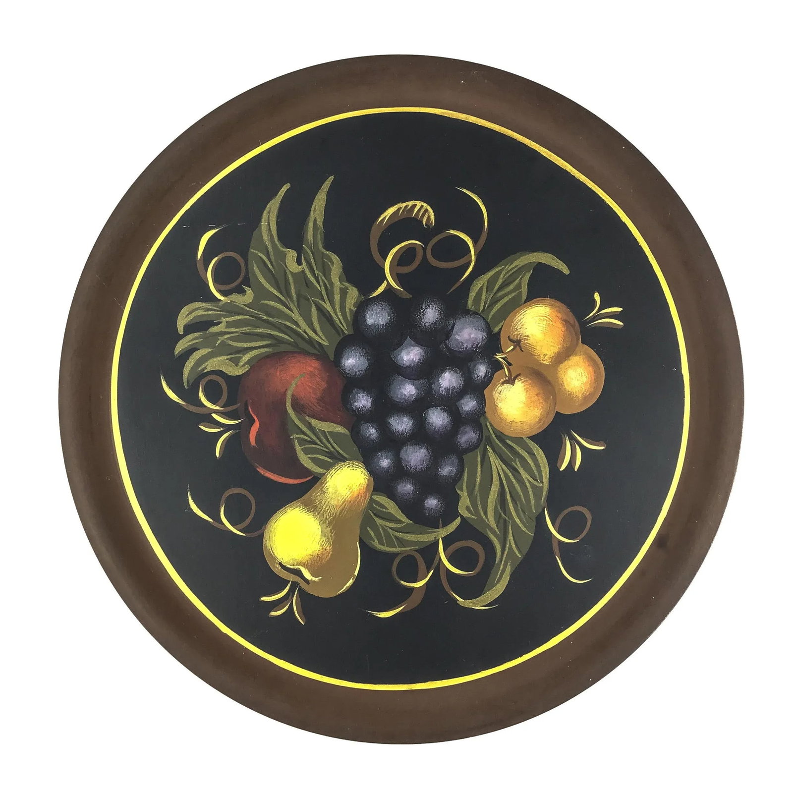 Large Hand Painted Vermont Artisan Wood Platter - 11