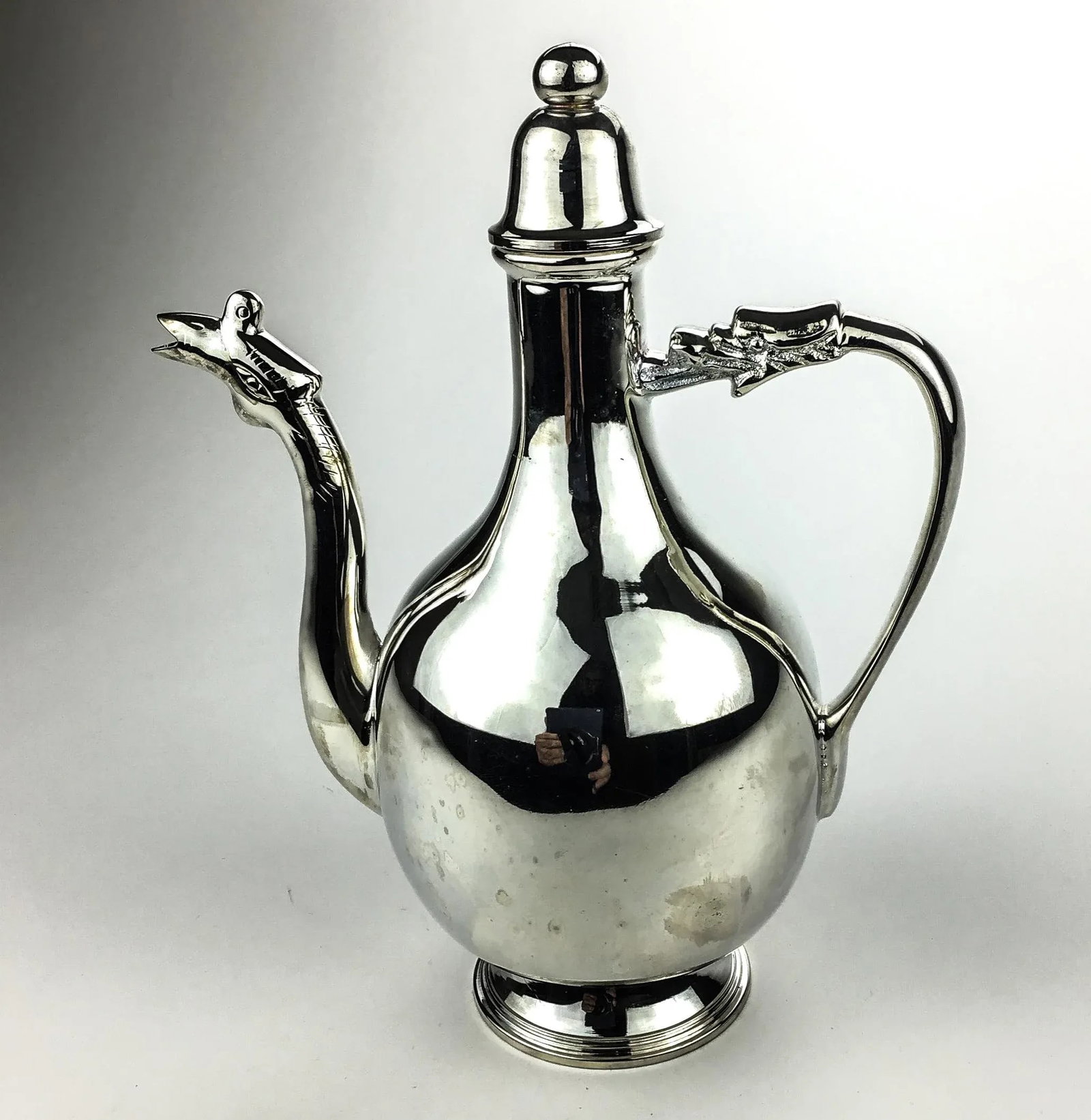 Silverplated Dragon Wine Vinegar Tea Decanter - 11