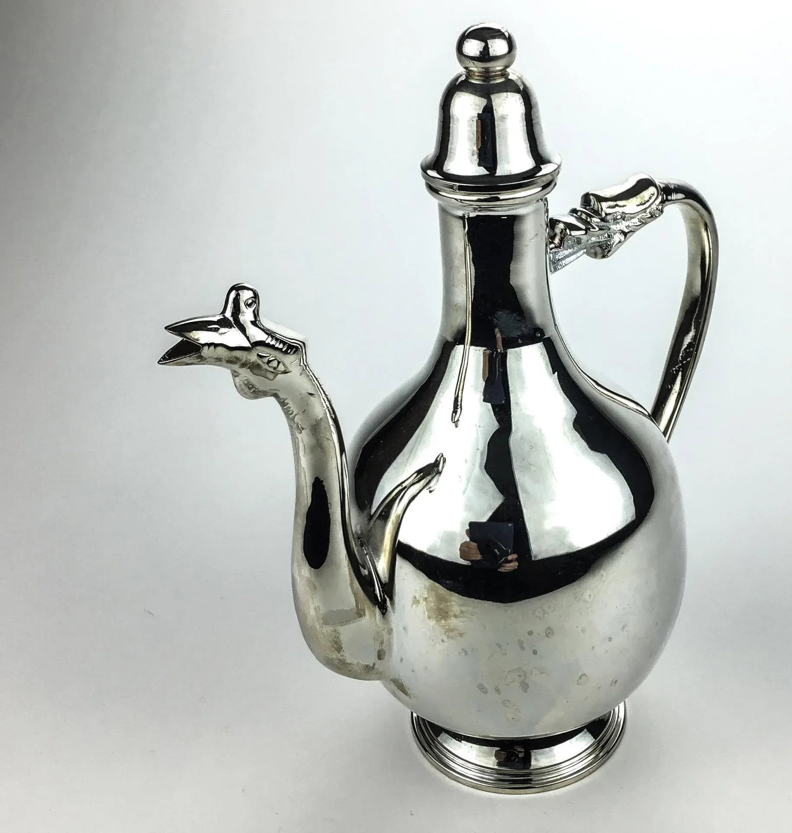 Silverplated Dragon Wine Vinegar Tea Decanter - 3