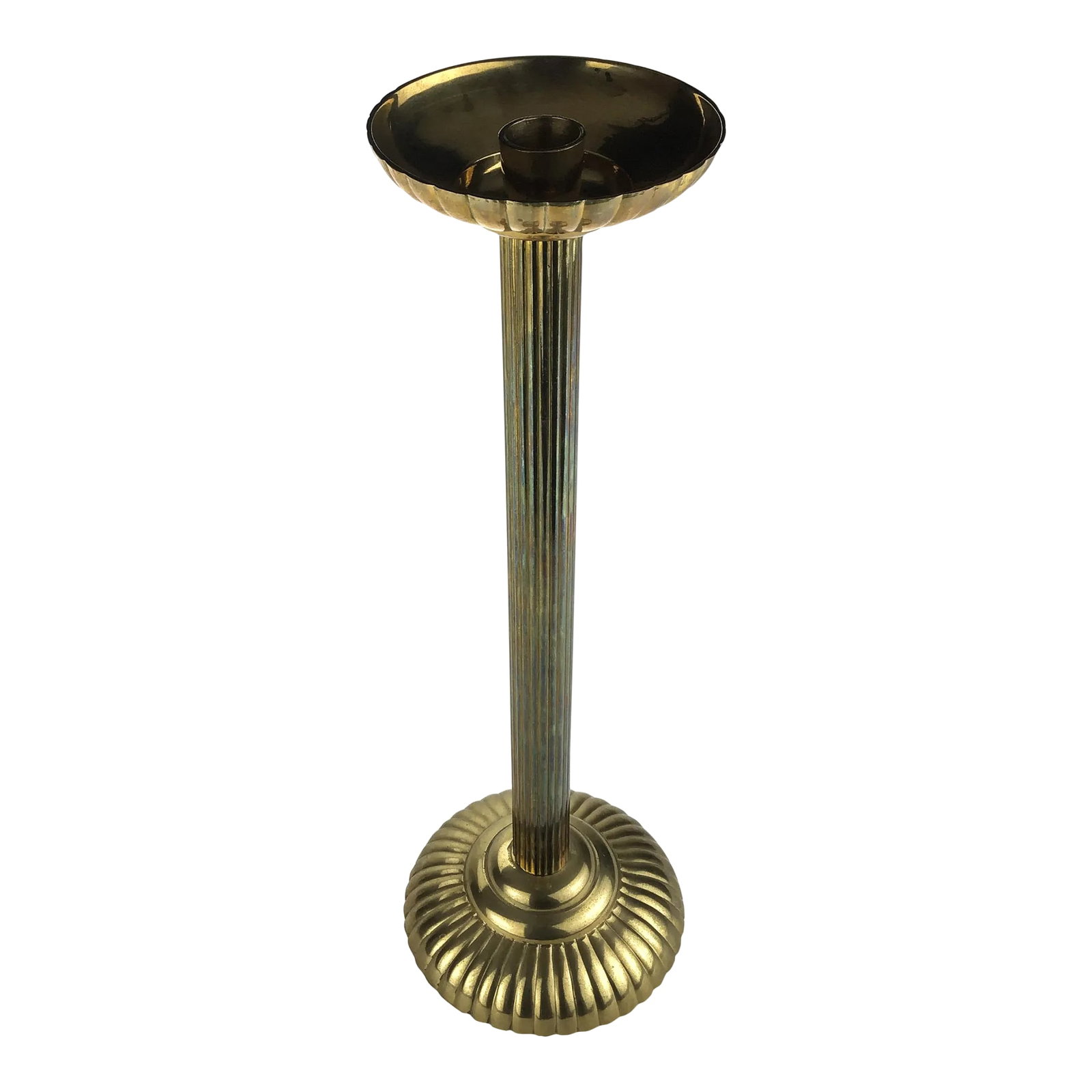 Super Tall Brass Artisan Candle Holder: We can't get enough of these really tall ribbed brass candle holders. This vintage piece will work with any interior design you have. Sits stable and after a candle is in place, will be your center