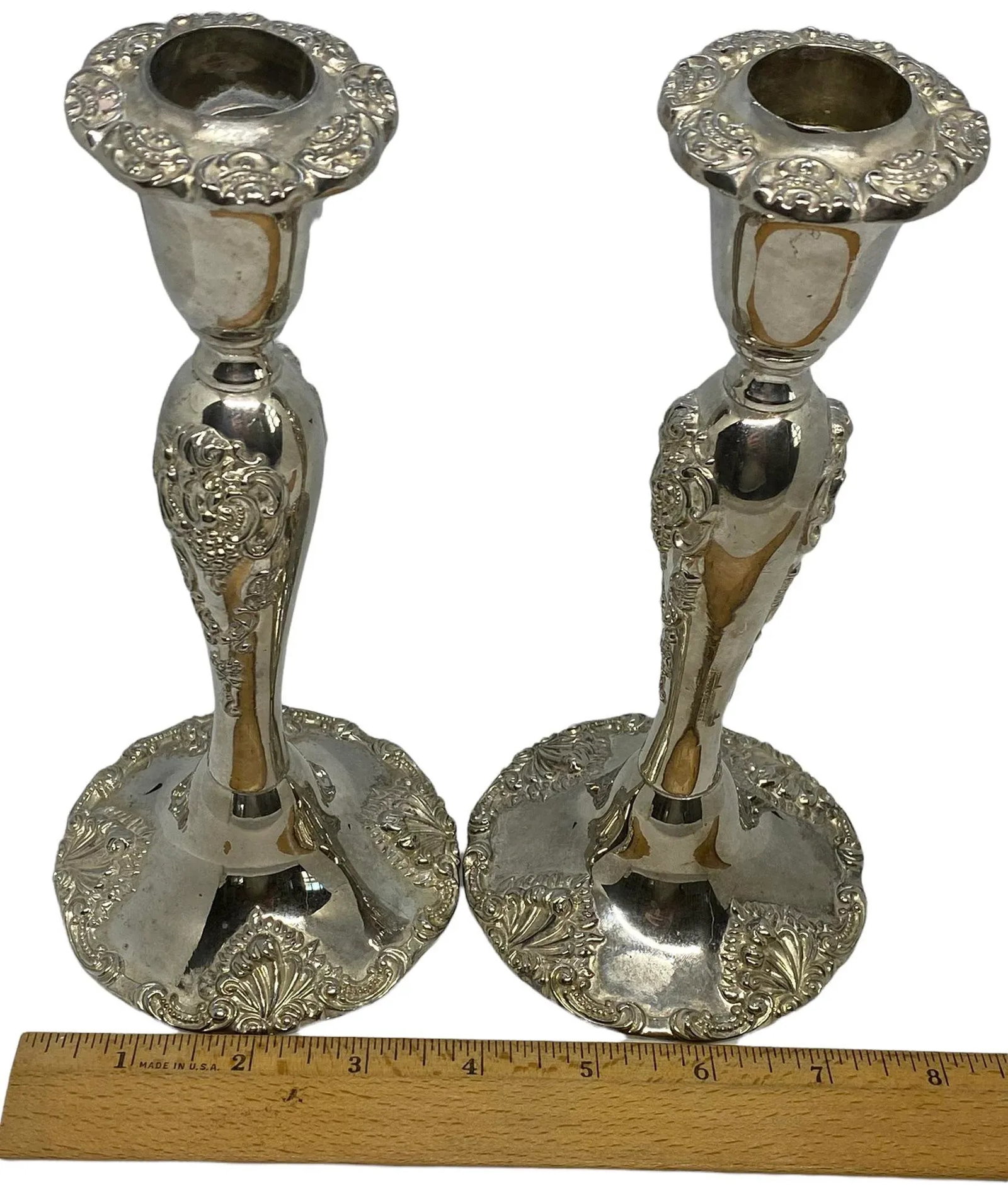 Mid 20th Century Godinger Silverplate Candlestick Holders With Baroque Grapevine Design - a Pair - 12