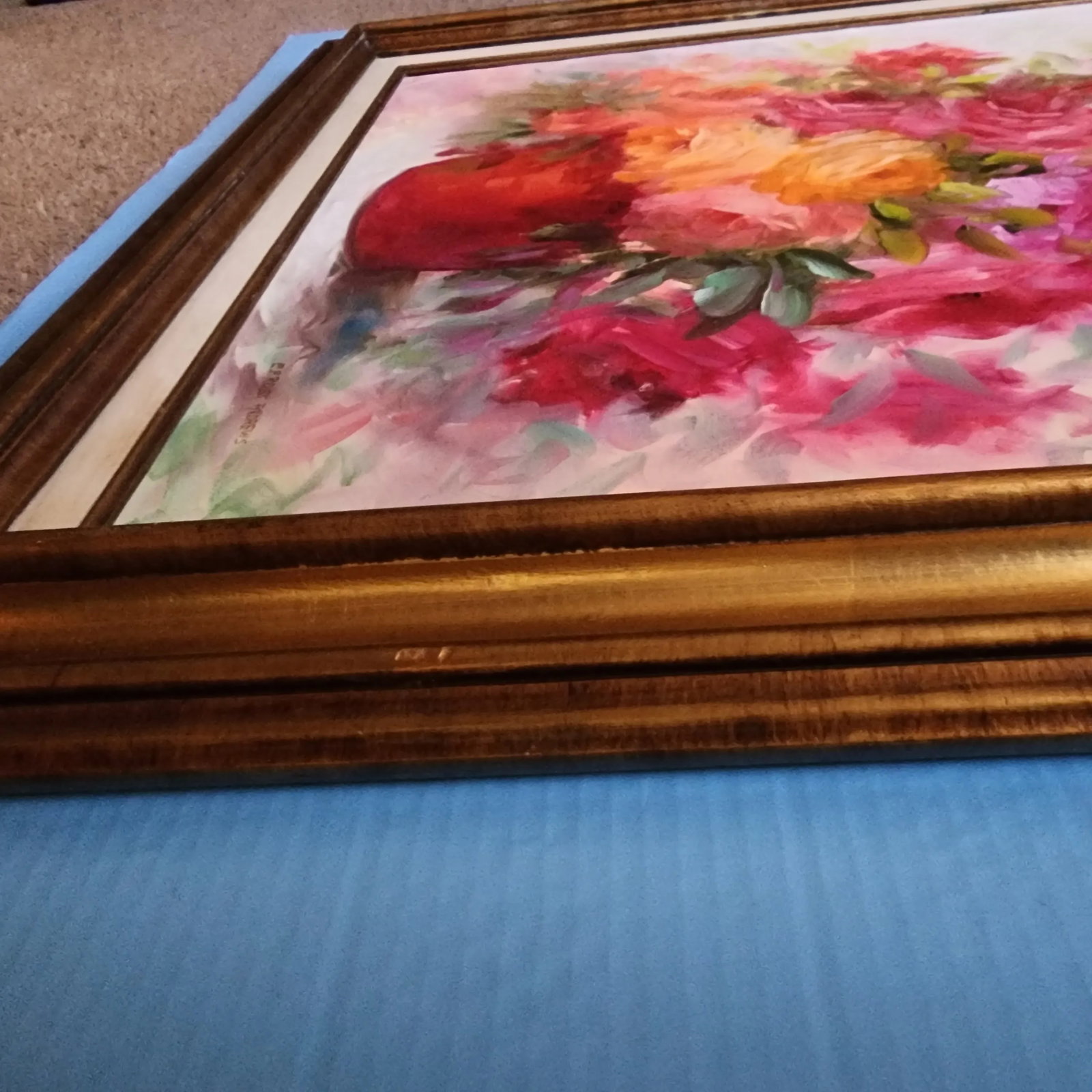 Late 20th Century Impressionist Style Still Life Painting of a Bouquet of Bright Flowers by E. Frost - 4