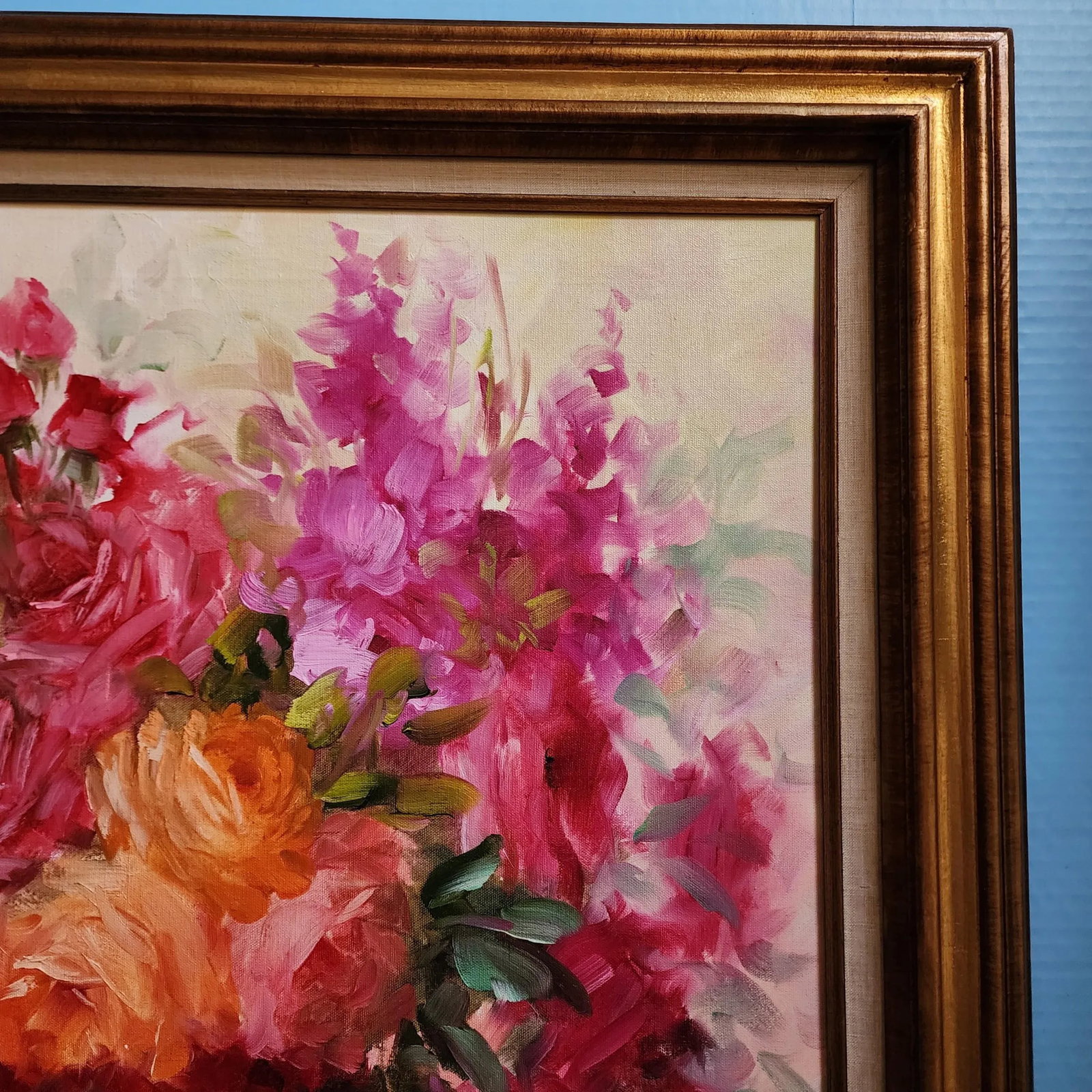 Late 20th Century Impressionist Style Still Life Painting of a Bouquet of Bright Flowers by E. Frost - 5