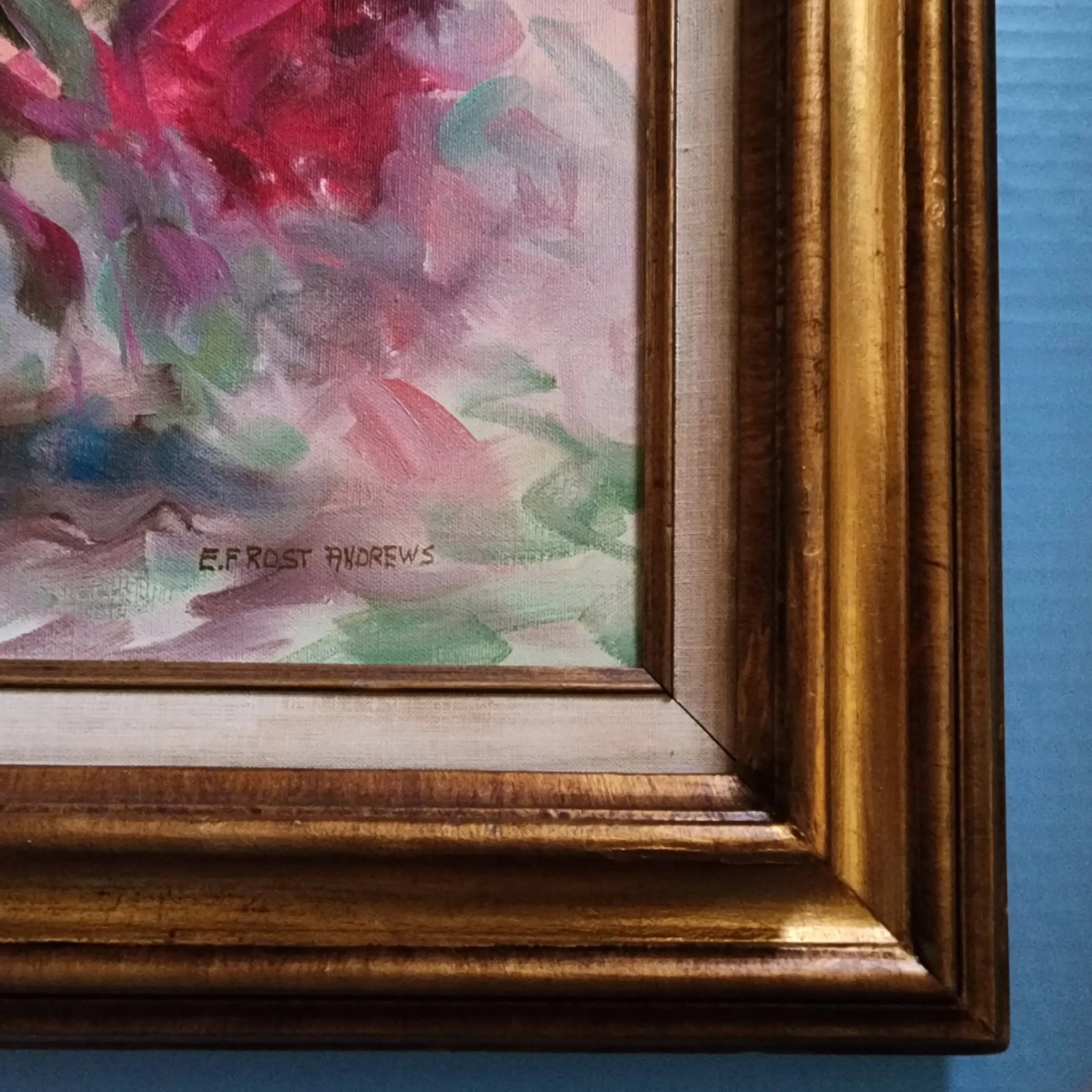 Late 20th Century Impressionist Style Still Life Painting of a Bouquet of Bright Flowers by E. Frost - 7