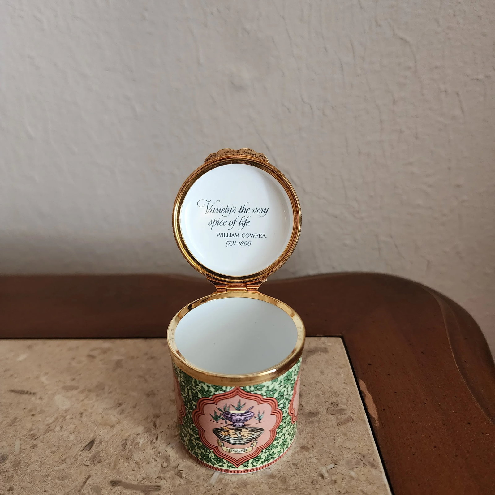 Variety Is the Spice of Life 1980's Enamel Box by Halcyon Days of England - 2