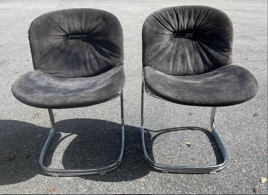 Italian Suede Sabrina Dining Chairs by Rima Rinaldi - 10