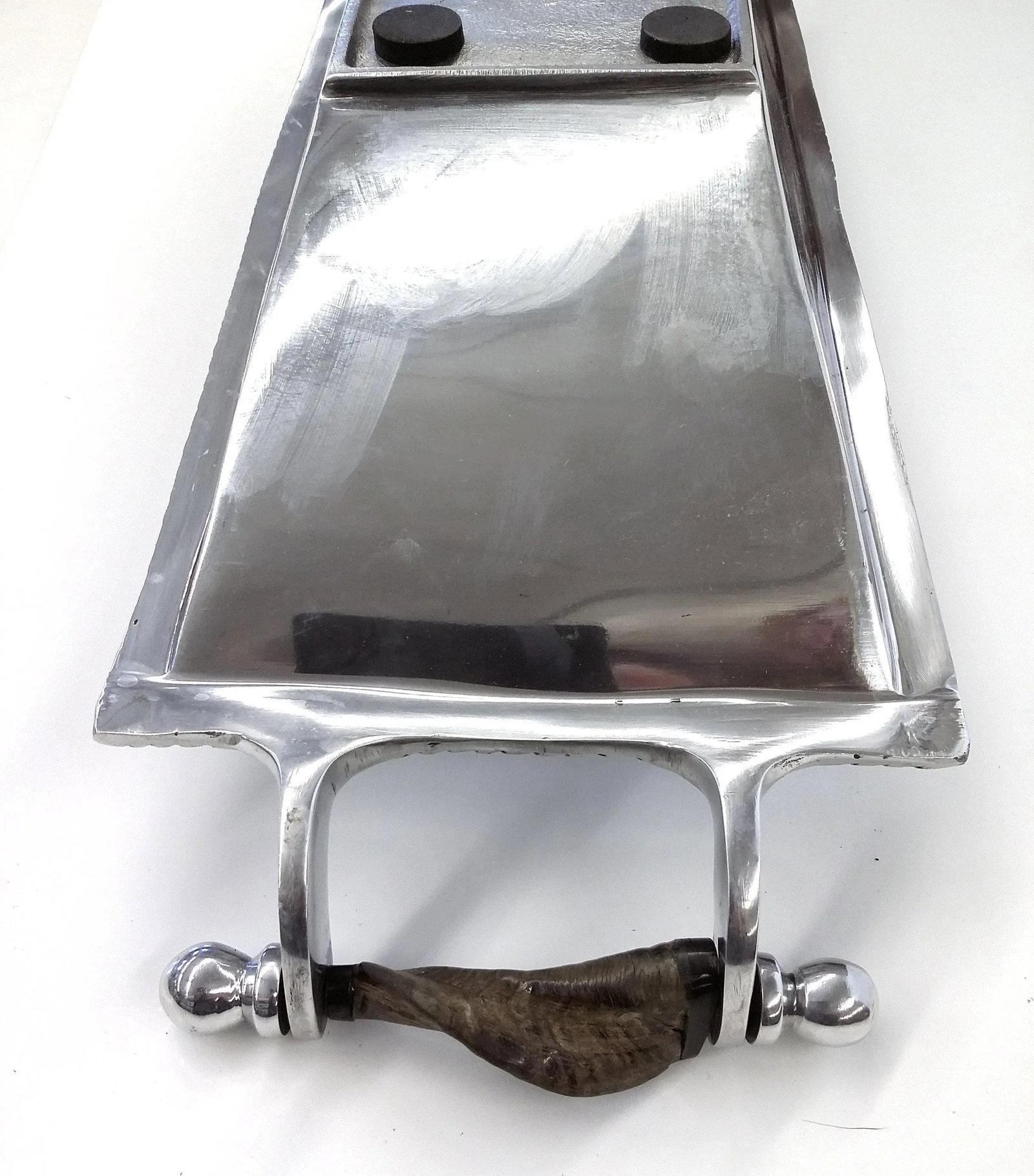 Vintage Aluminum & Wood Bread/Condiment Tray Platter - 2