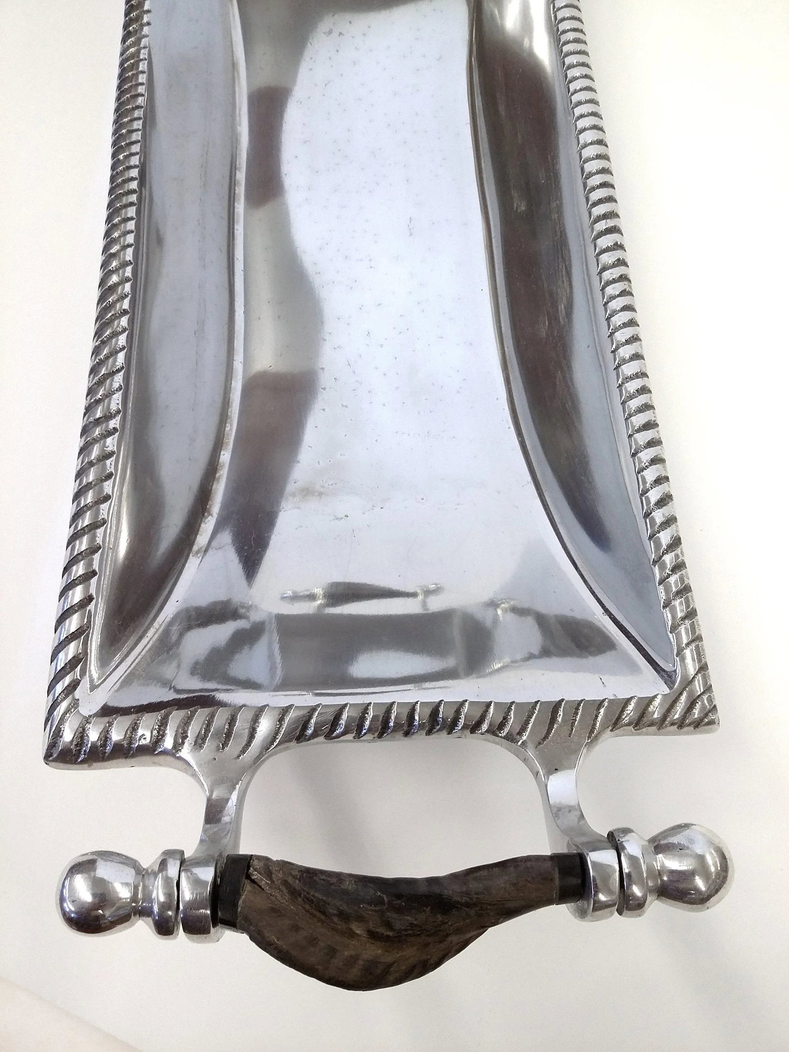 Vintage Aluminum & Wood Bread/Condiment Tray Platter - 5