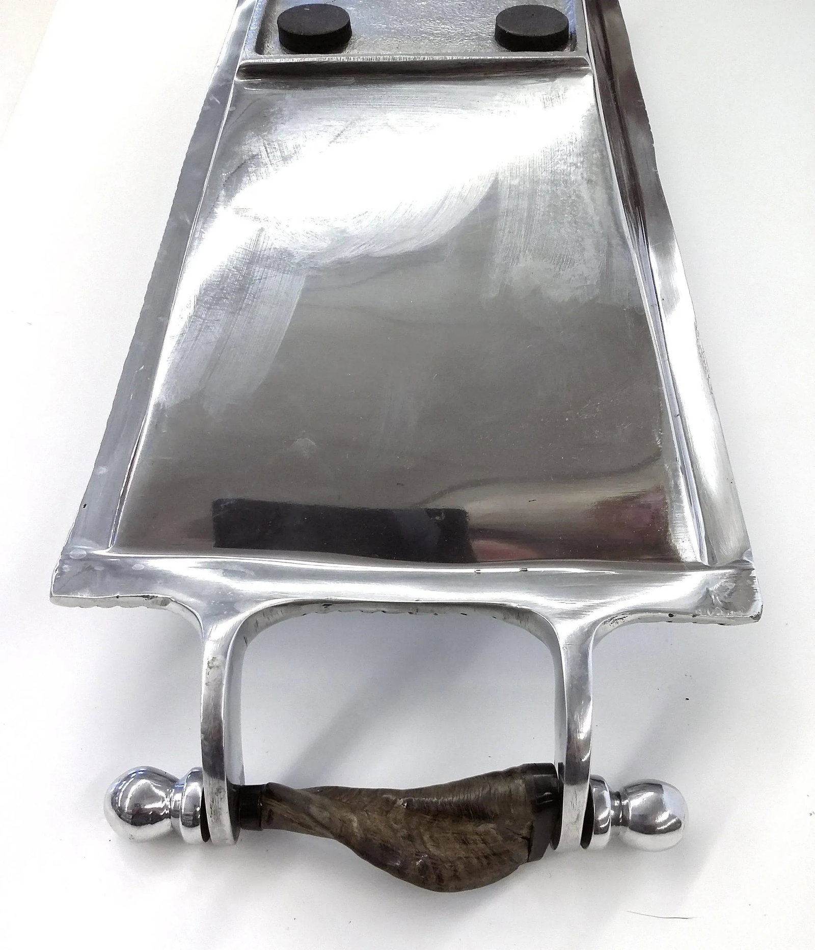 Vintage Aluminum & Wood Bread/Condiment Tray Platter - 9