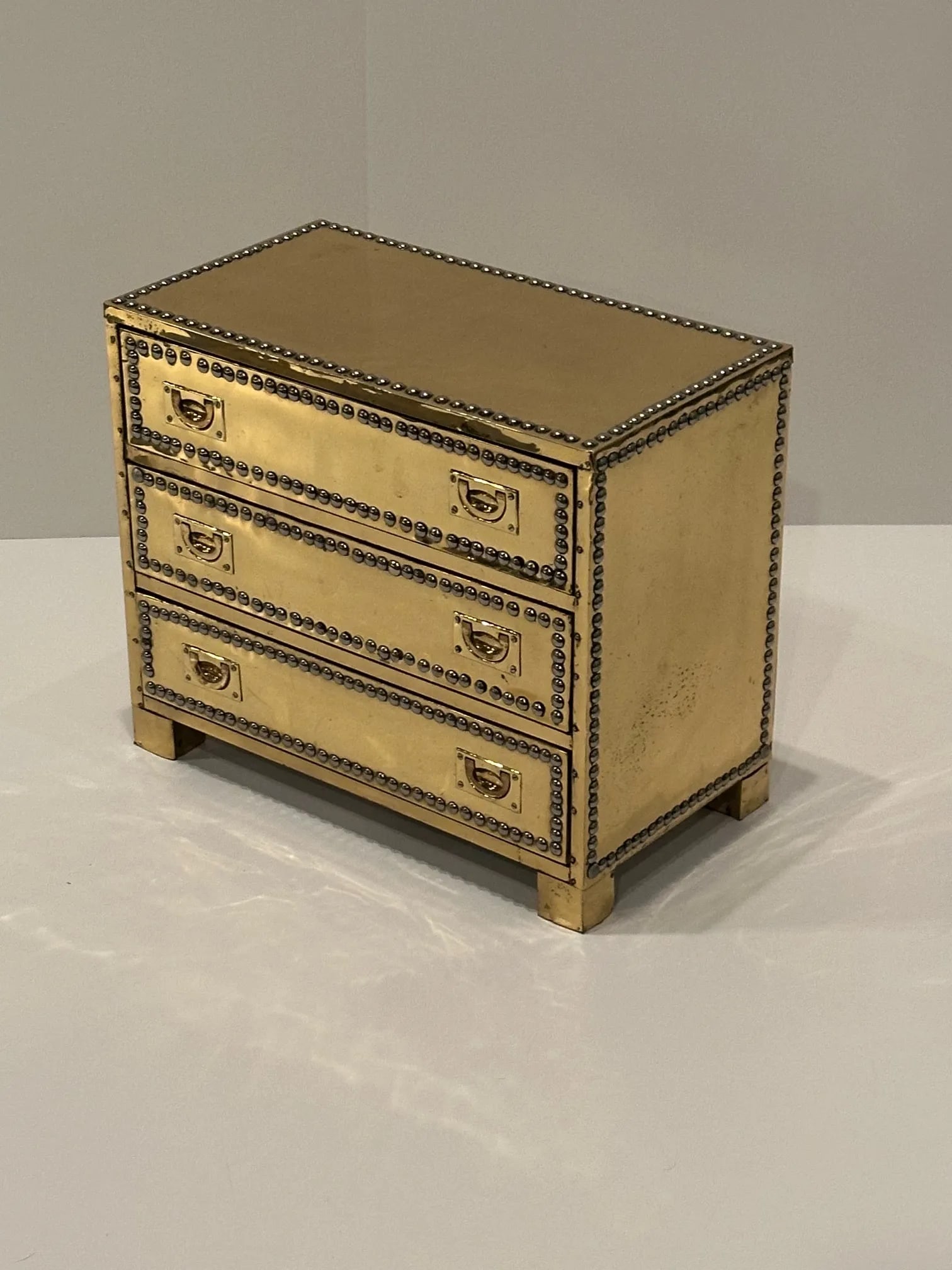 Brass 3 Drawer Treasure Chest by Sarreid - 2