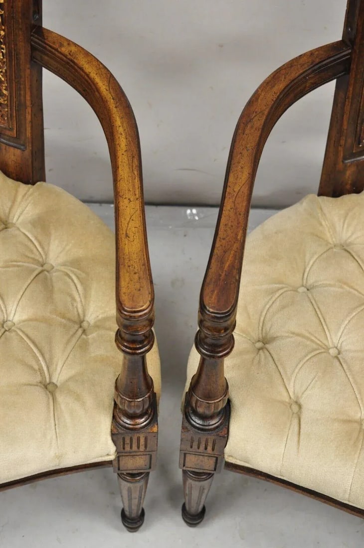 Mid 20th Century Vintage Hollywood Regency Tall Cane Back Fireside Lounge Armchairs - a Pair - 8