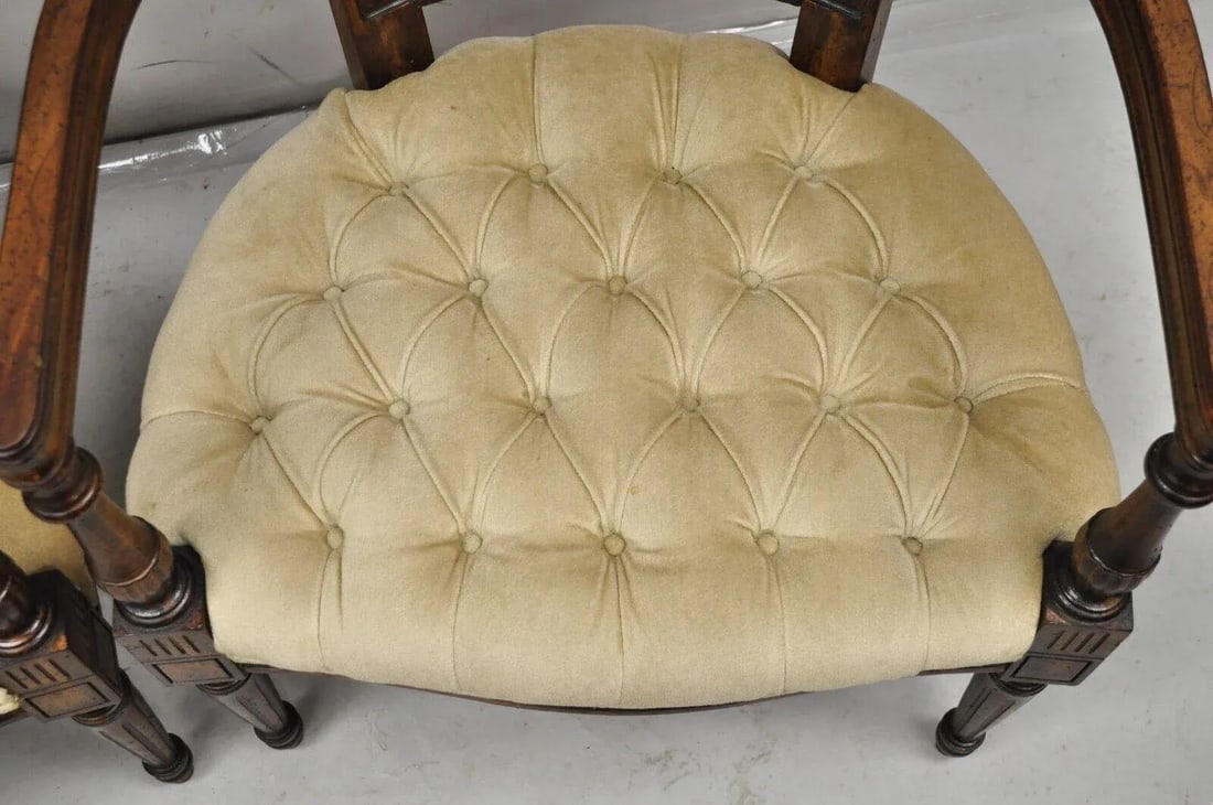 Mid 20th Century Vintage Hollywood Regency Tall Cane Back Fireside Lounge Armchairs - a Pair - 9