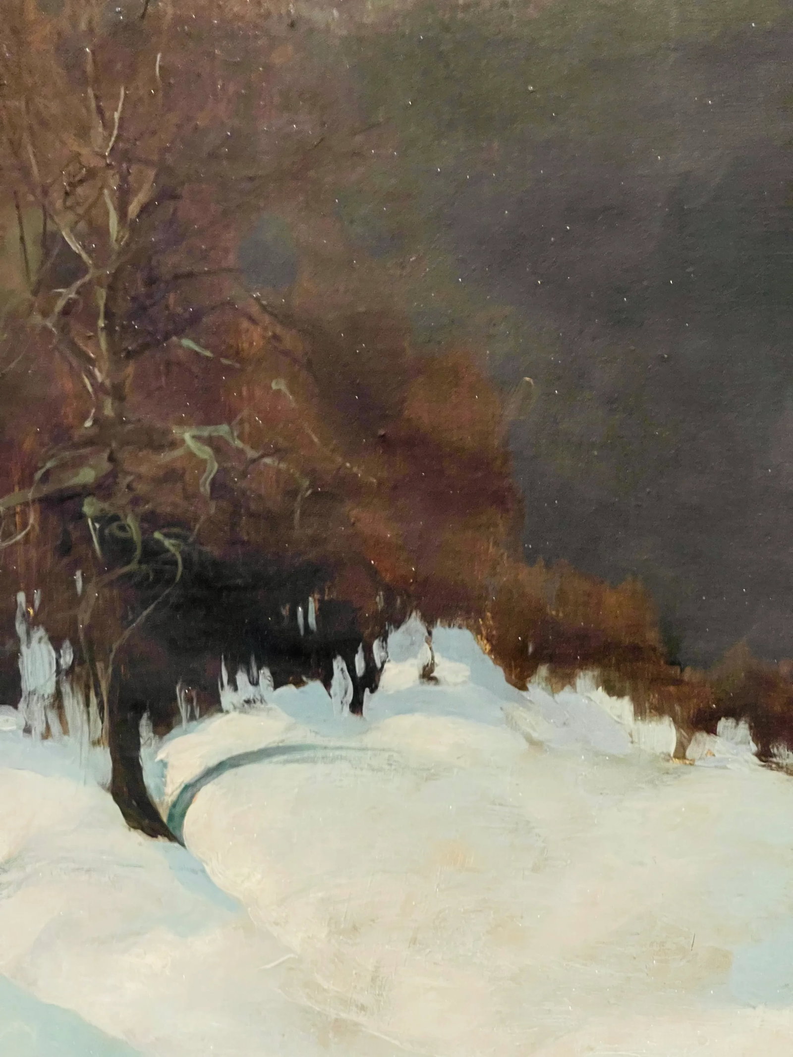 Dark Academia Antique Winter Landscape With Rabbit Painting Oil on Canvas Fine Art - 3