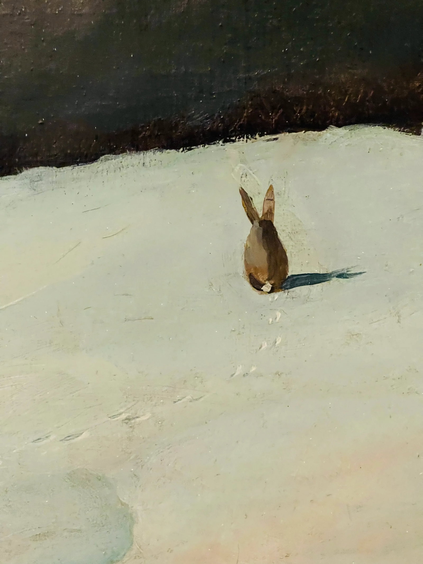 Dark Academia Antique Winter Landscape With Rabbit Painting Oil on Canvas Fine Art - 8